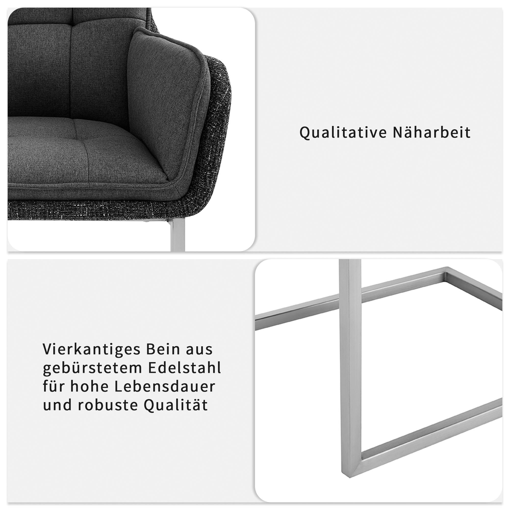 PLACES OF STYLE Esszimmerstuhl »Durham, TOPSELLER!, OTTOs Choice« () 2er-Set in modernem Design, Sitz und Rücken gepolstert