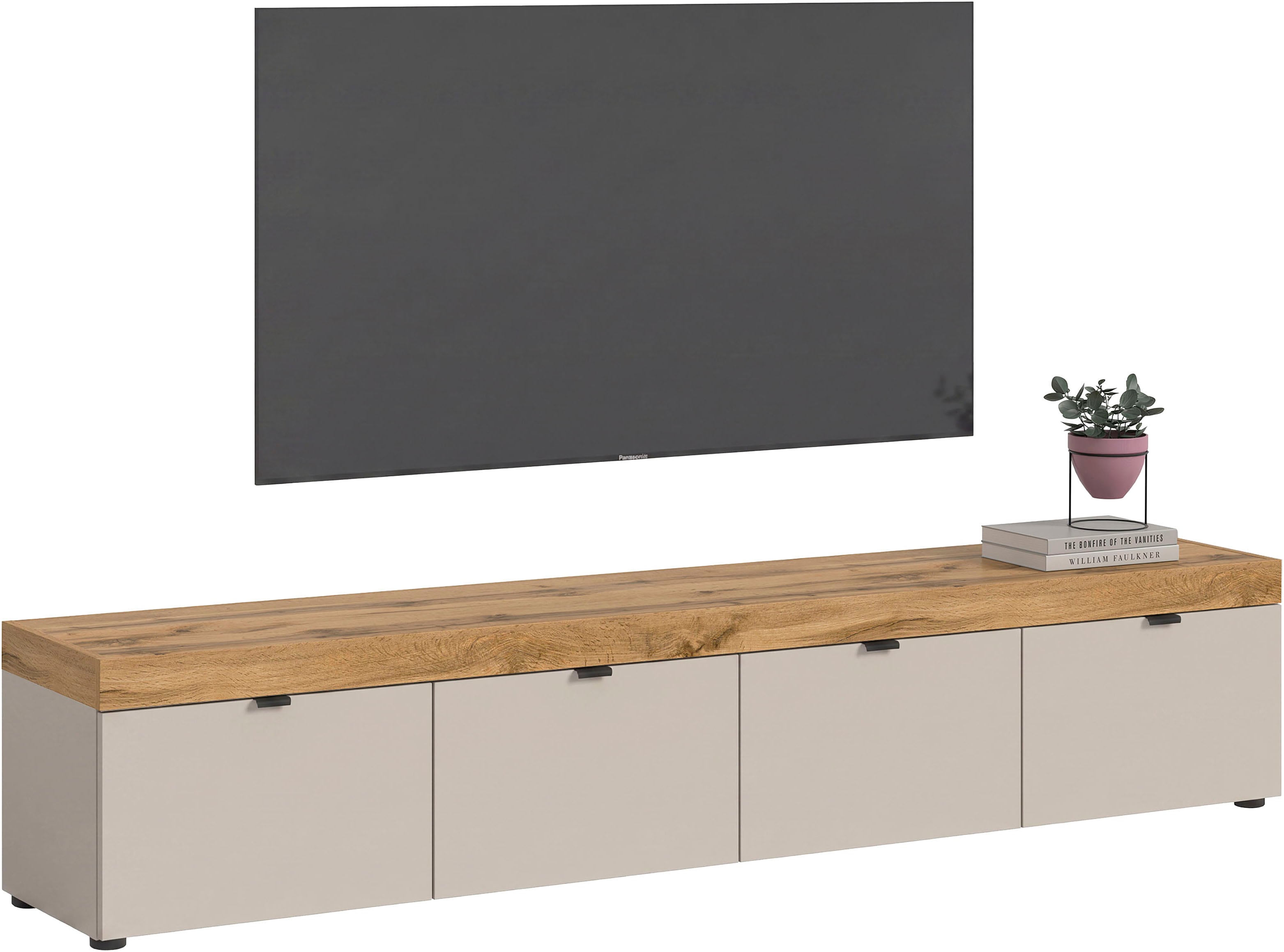 OTTO home Lowboard "MAMBO II, Breite 200 cm, 4 Klappen, 4 Fächer" 1 Stk. tlg. Lowboard, TV Unterschrank, TV-Schrank, Wohnzimmer