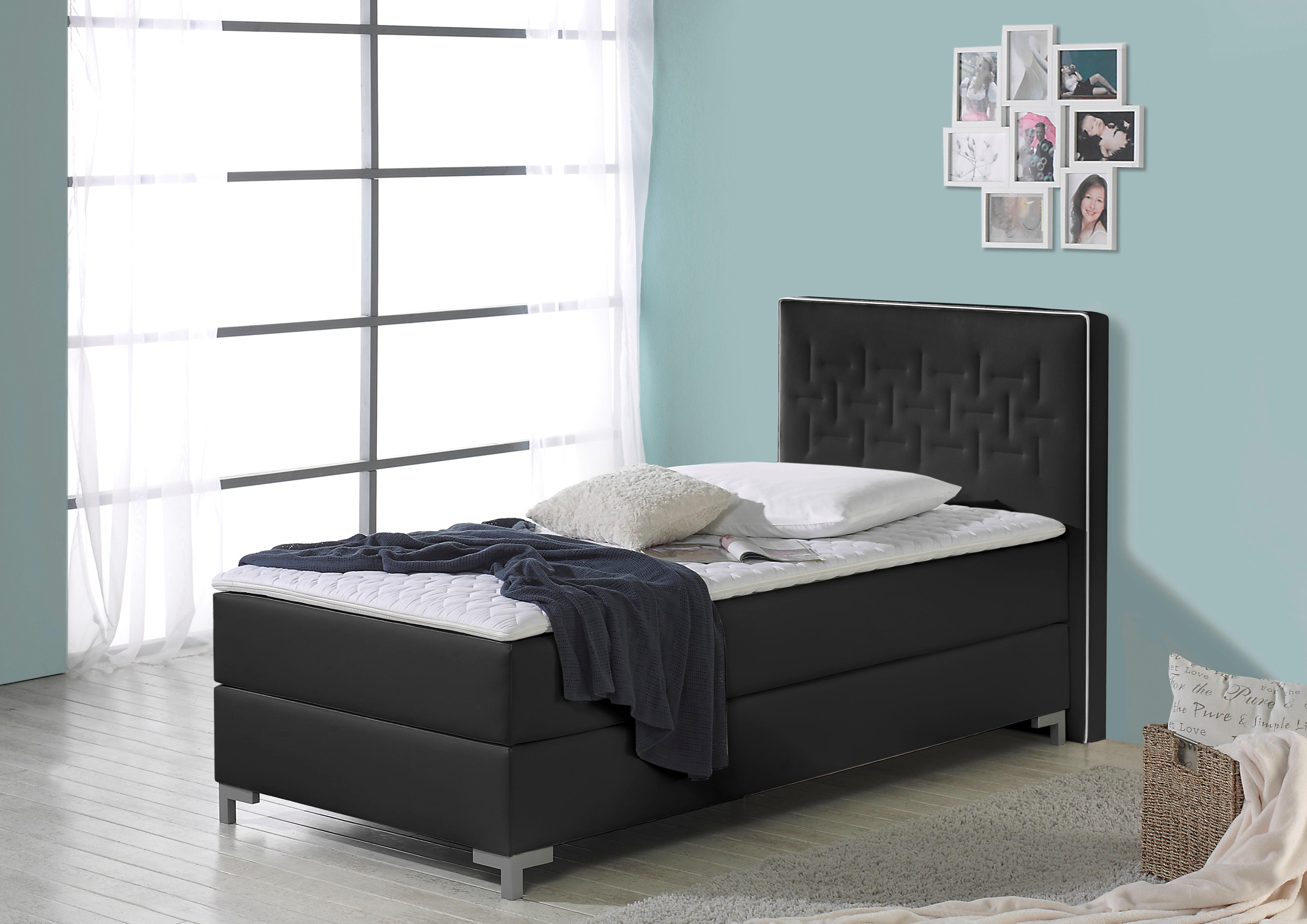 Home affaire Boxspringbett "Coos" mit besonderer Steppung im Kopfteil, 3 Ma günstig online kaufen