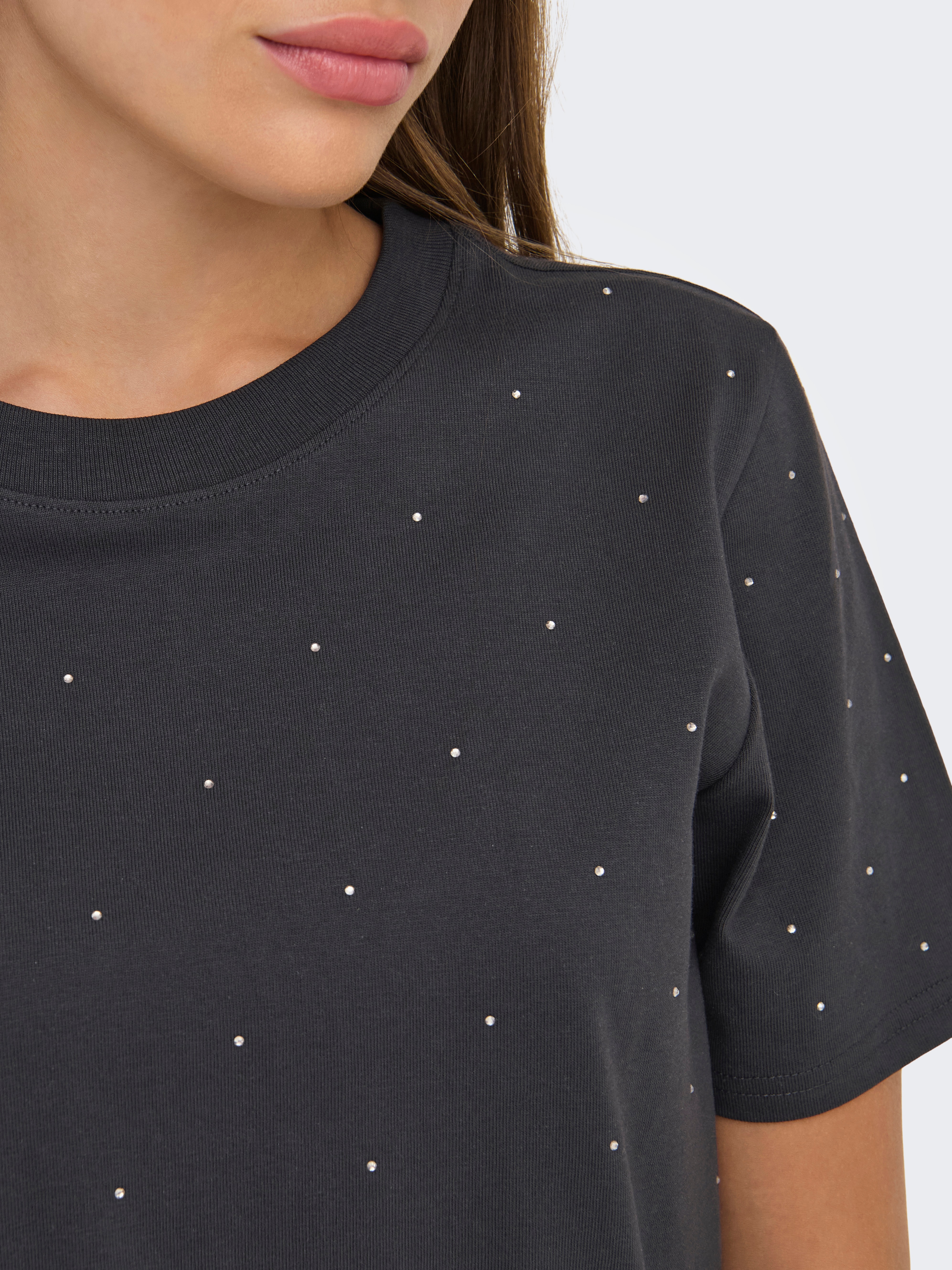 Thumbnail - ONLY Kurzarmshirt "ONLMONJA S/S STUDS TEE JRS" mit Glitzer-Effekt