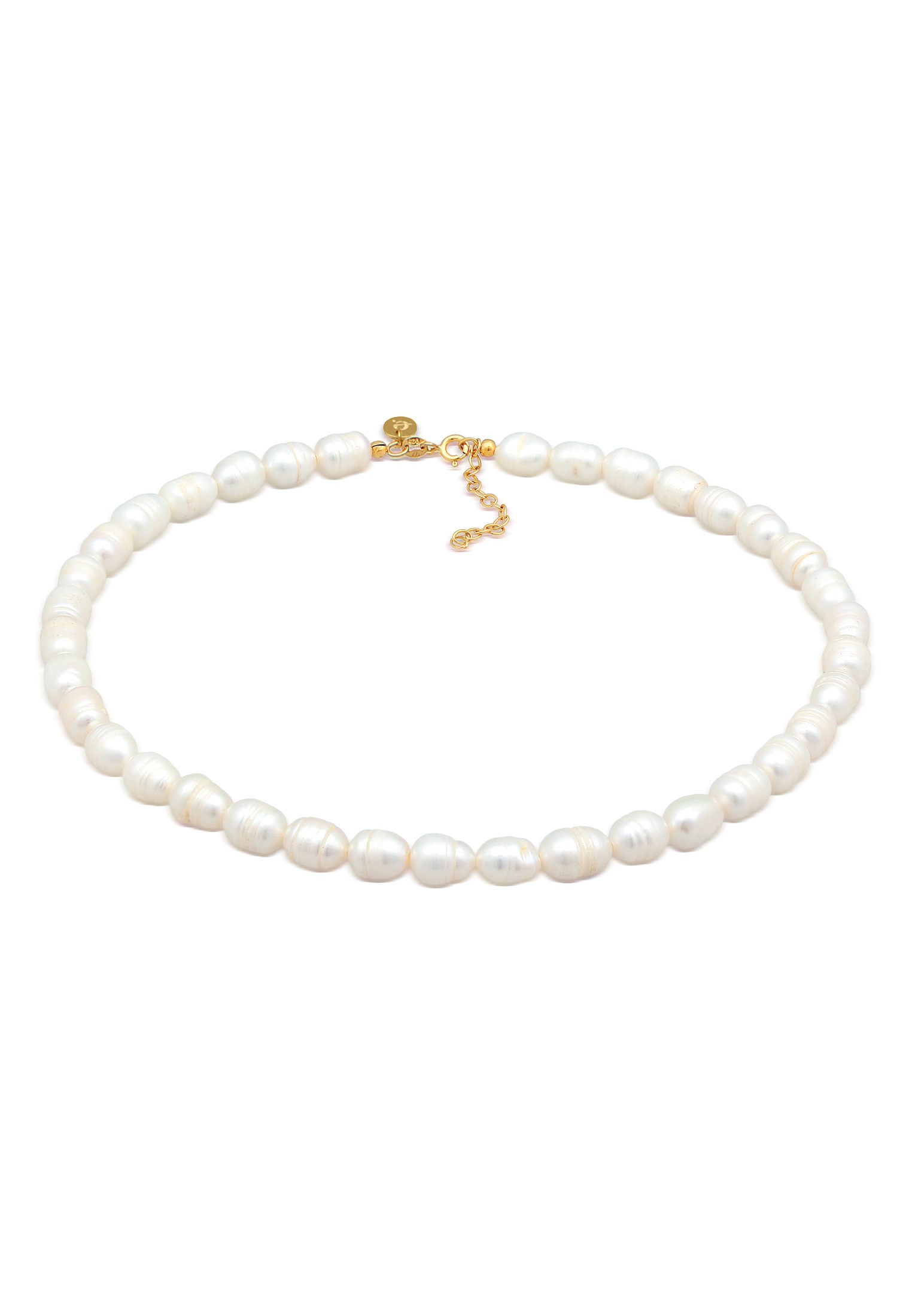 ELLI PREMIUM Damen Choker "Halskette Barock Süßwasserperle Choker 925 Silber", ohne Stein, Silber 925 (Sterlingsilber), gold, Silber 925