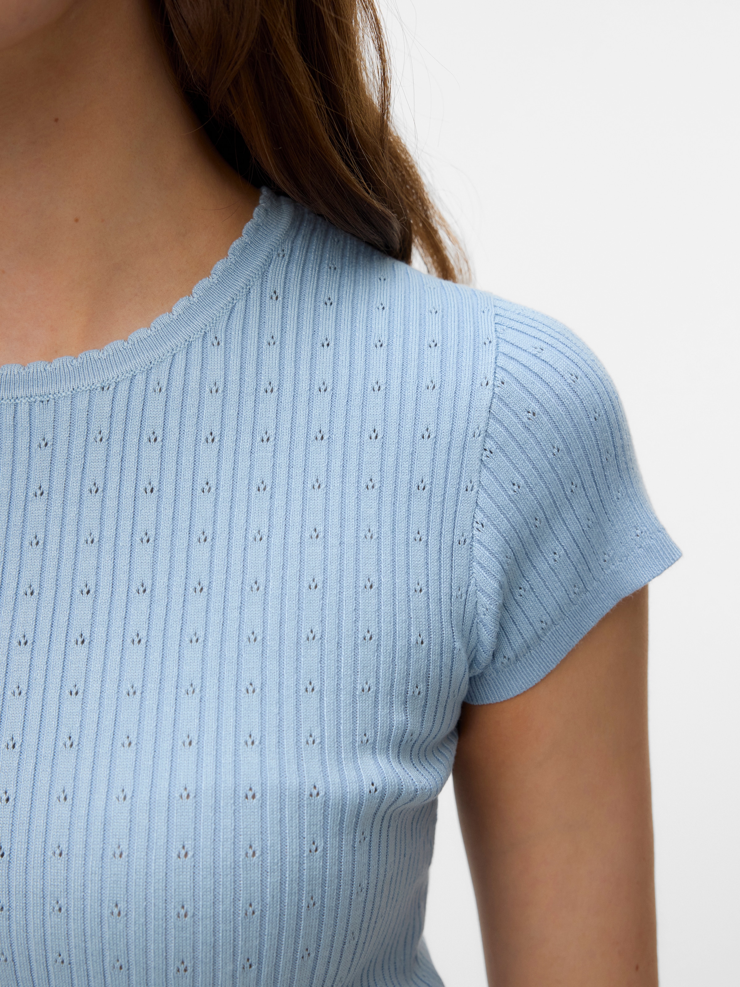 Vero Moda Kurzarmpullover »VMSILJE C/S O-NECK POINTELLE PULL NOOS« Sommerpulli