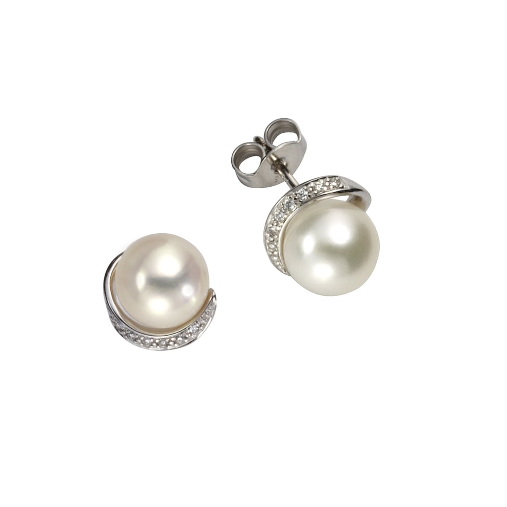 Orolino Paar Ohrstecker »585 Gold Perlen weiß + Brillanten 0,05ct.«