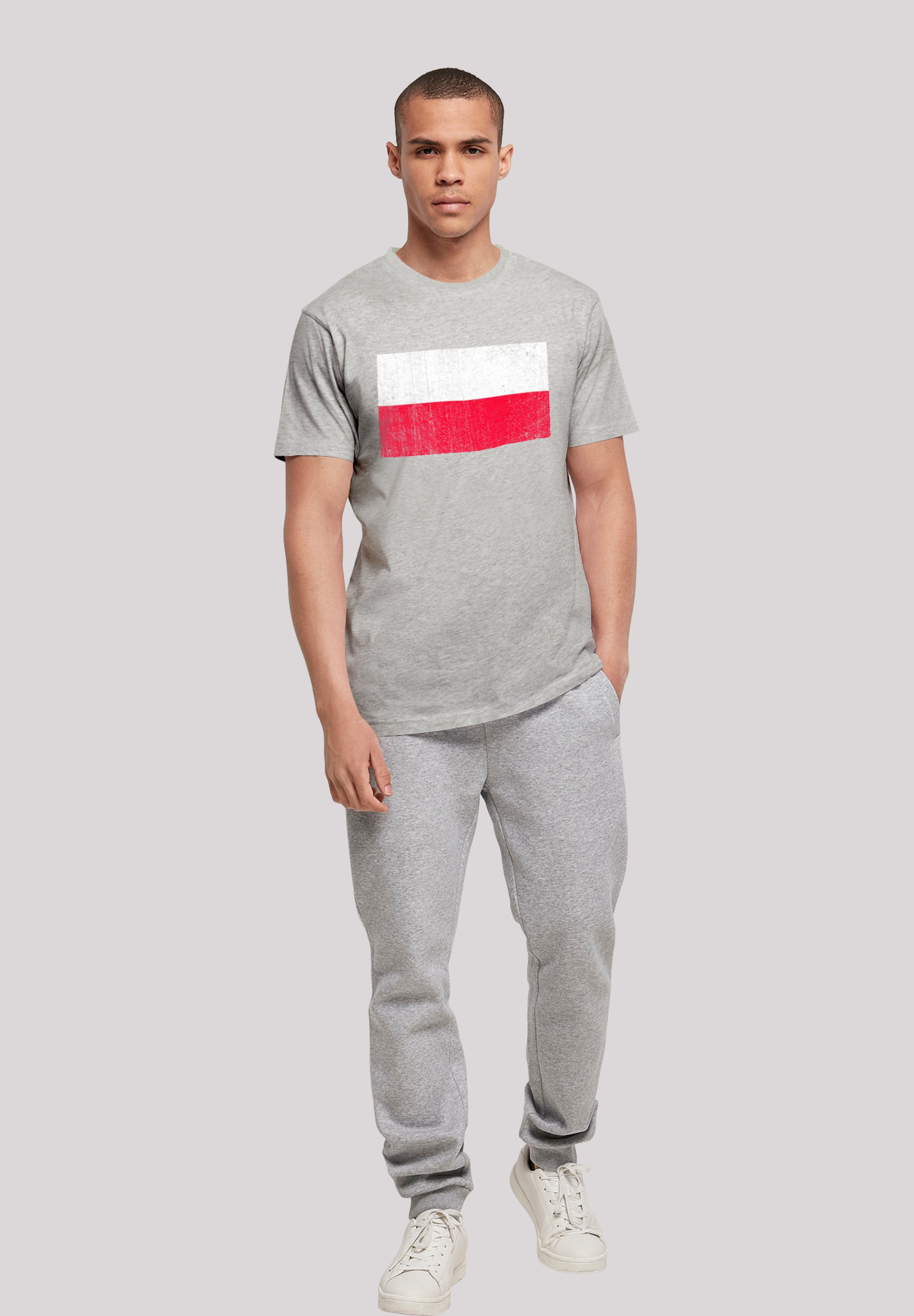 F4NT4STIC T-Shirt »Polen Flagge Poland distressed« Print