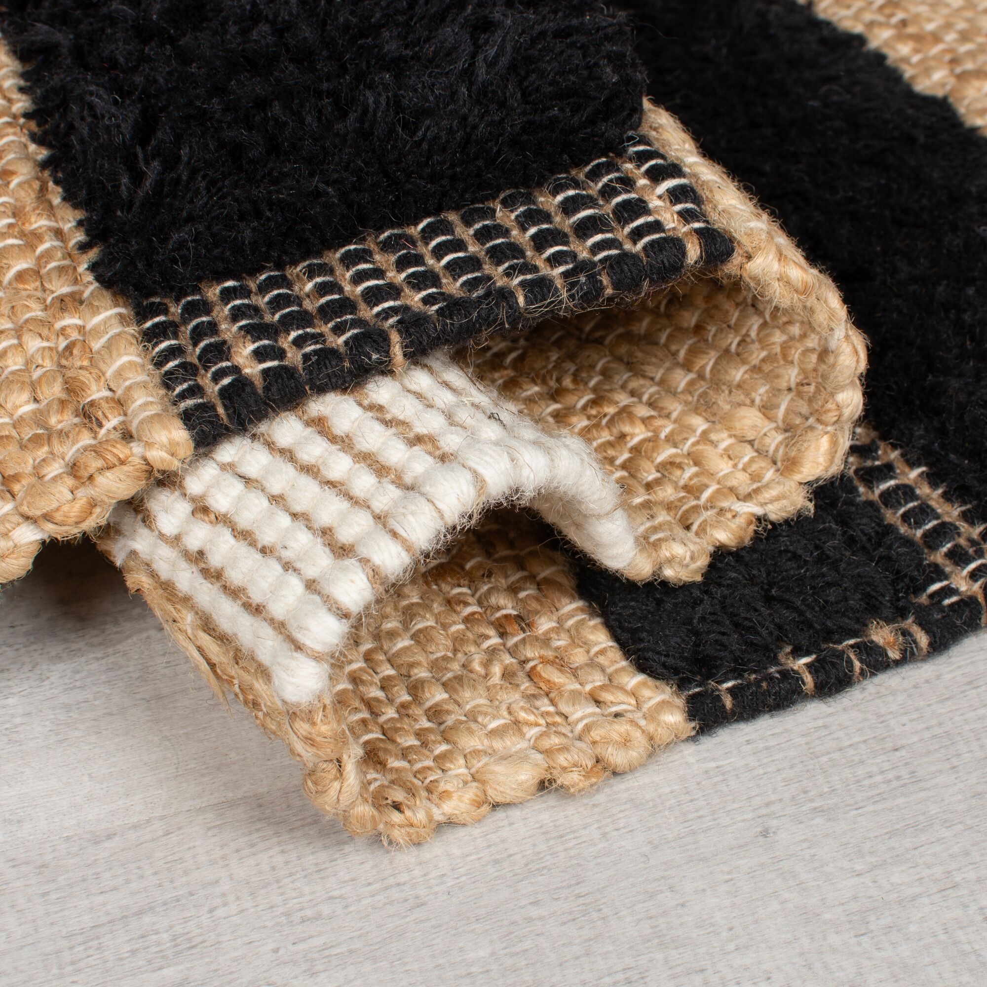 Thumbnail - FLAIR RUGS Teppich "Medina Blocks, mit abstrakten Linien" rechteckig 22 mm Höhe aus Jute/-und Wollmischung, mit Hoch-Tie...