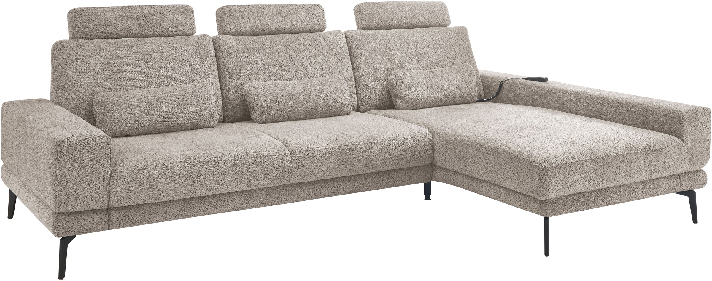 set one by Musterring Ecksofa »SO 3600, inkl motor. Sitztiefenverstellung, Kopfstützen, Nierenkissen«, Sitzhöhe 44 cm, Federkern, Breite 293 x Tiefe 180 cm, Kama stone
