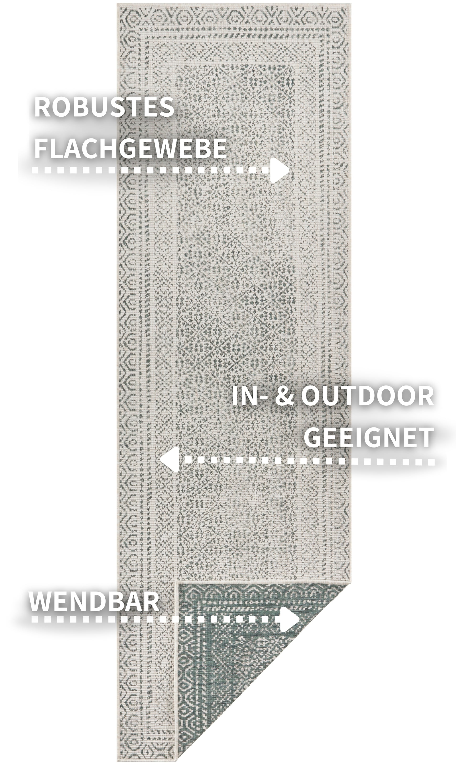 my home Teppich »Bernard Wendeteppich«, rechteckig, 5 mm Höhe, auch als Läufer, Robust, Pflegeleicht, Flachgewebe, In- und Outdoor