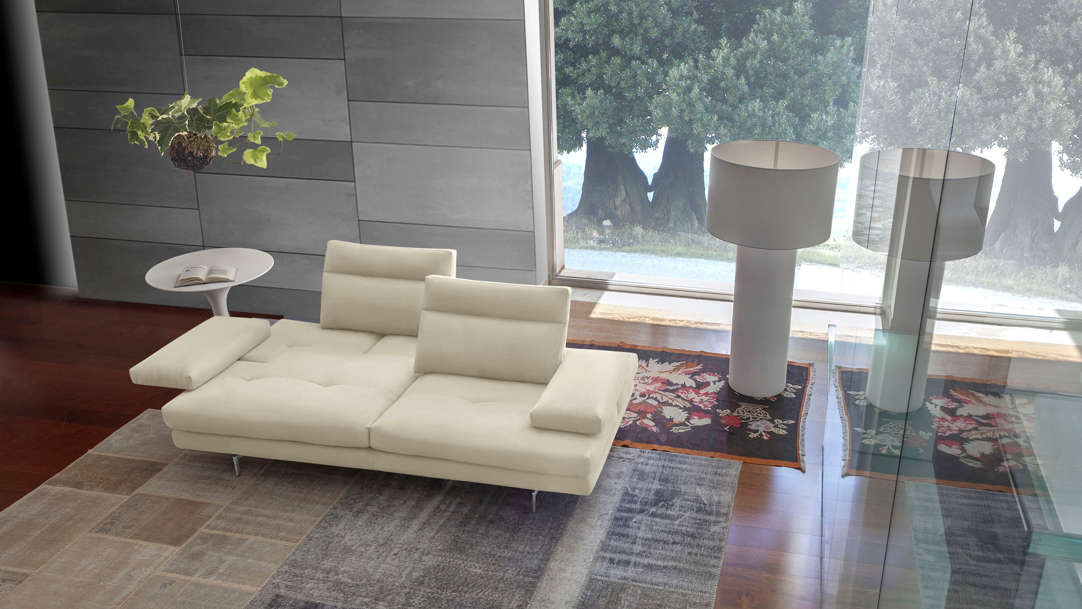 CALIA ITALIA 3,5-Sitzer "Toby Wing, 228 cm breit, Designsofa mit erstklassigem Sitzkomfort" inklusive Sitztiefenverstellung, Füße in Chrom glänzend