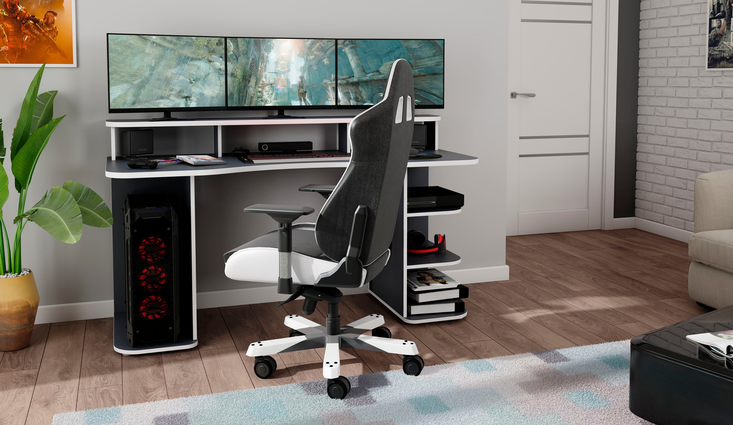 Homexperts Gamingtisch »Flynn«, moderner Gamingtisch mit farblich abgesetzten ABS Kanten