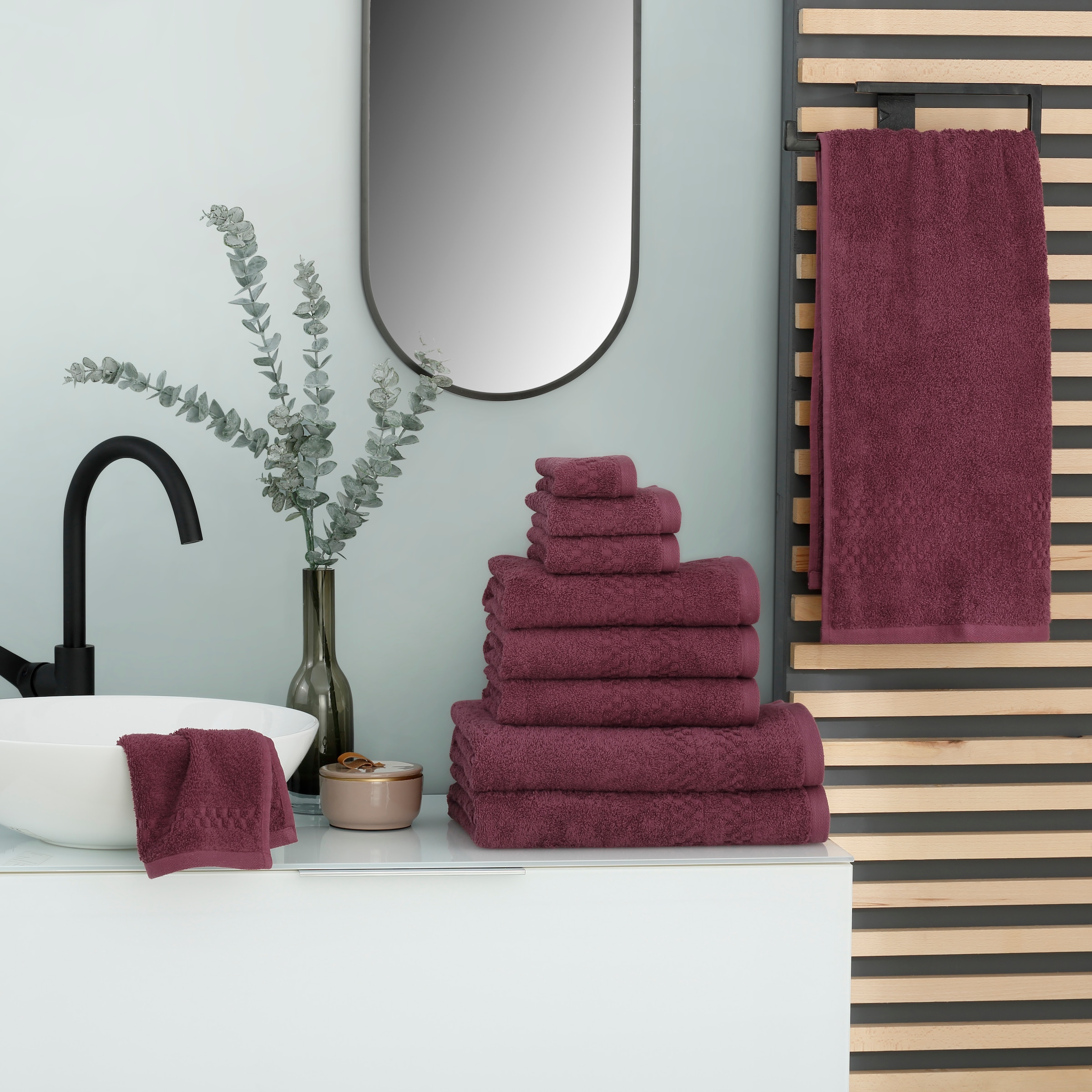 Home affaire Handtuch Set »Regona, auch als 10 tlg Set, Serie, Premium Handtücher, 500 gr/m²«, (10 St., 2 Duschtücher 70 x 140 cm-4 Handtücher 50 x 100 cm-2 Gästetücher 30 x 50 cm-2 Seiftücher 30 x 30 cm), 100% Baumwolle