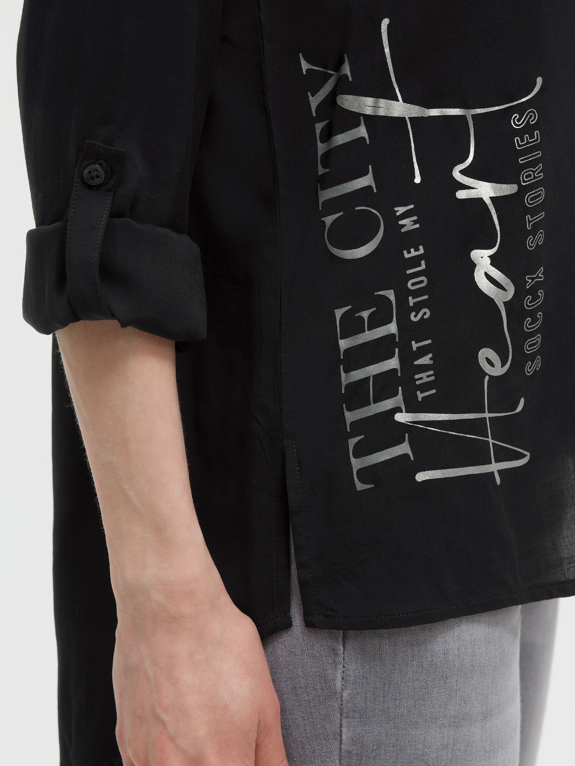 SOCCX Schlupfbluse im Turn-Up-Look