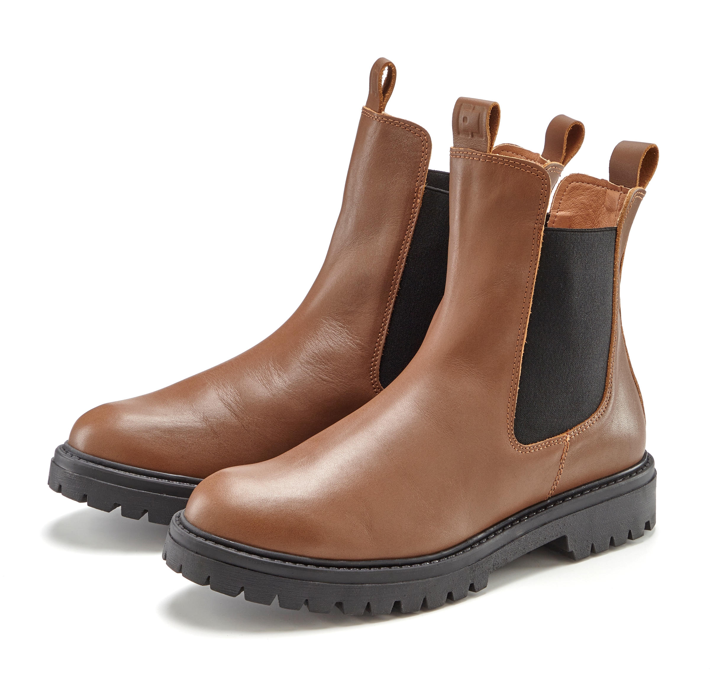 Elbsand Stiefelette "Chelseaboots, Schlupfstiefel, Bikerboots, Herbststiefelette" aus Leder mit Stretch-Einsätzen, Lederstiefelette