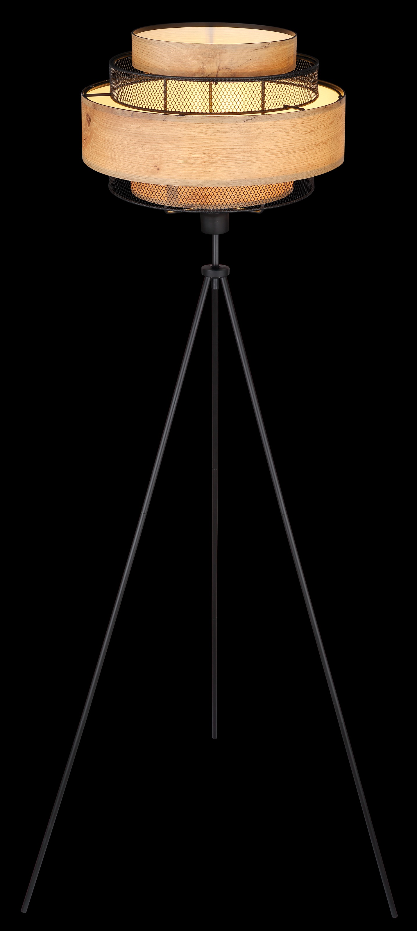 GLOBO LIGHTING Stehlampe »SOENI«, Leuchtmittel E27 | ohne Leuchtmittel, Stehlampe/holzoptik/Metallgeflecht/Wohnzimmer/Flur