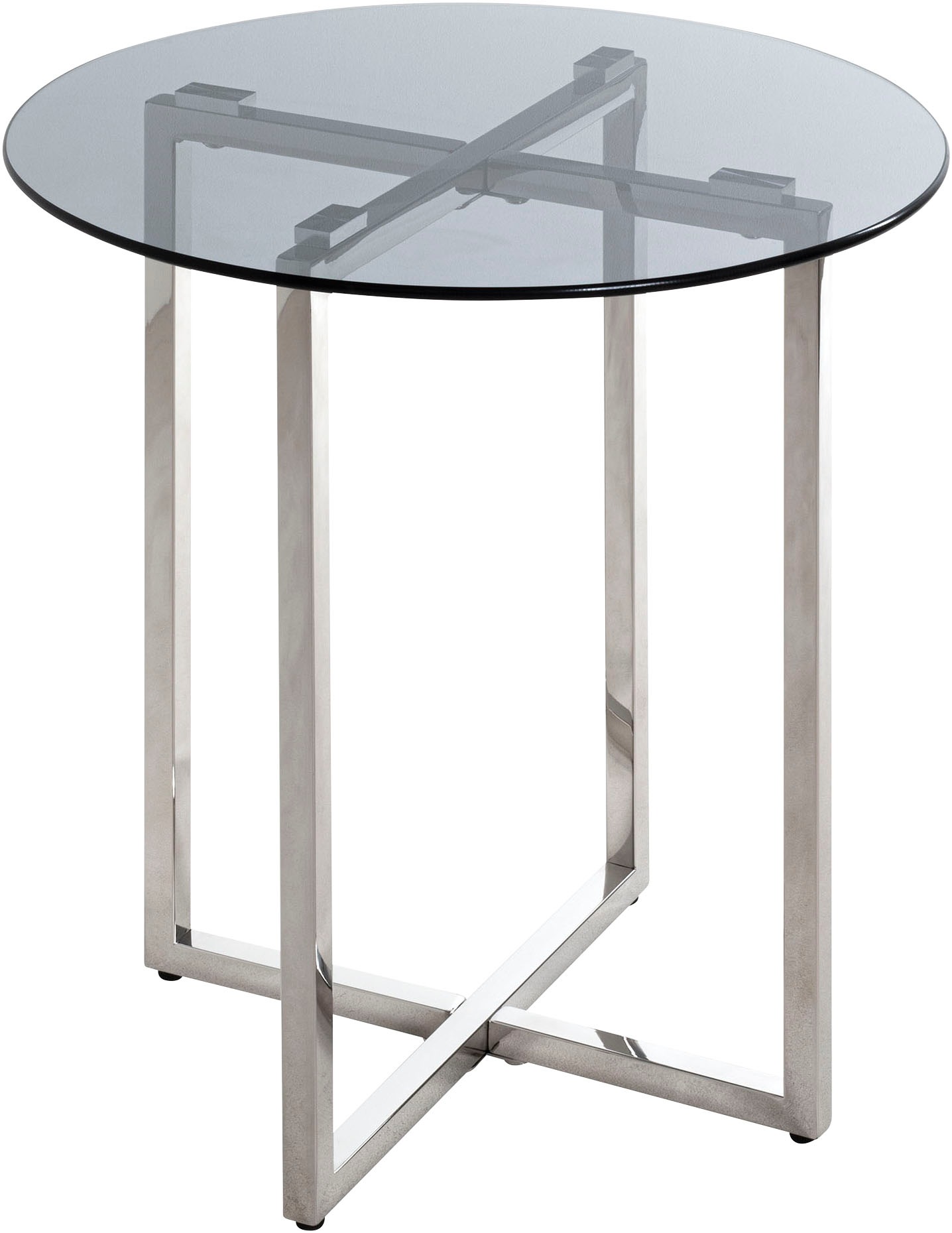 HAKU Beistelltisch "Sofatisch, Wohnzimmertisch" 1 Stk. tlg. rund - aus Metall Silber - Ø/H 50/55 cm