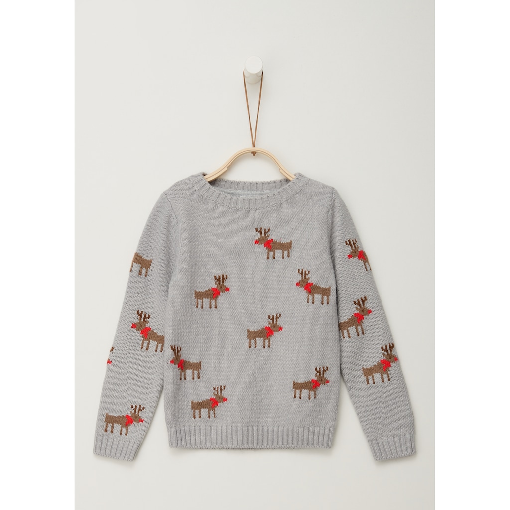 s.Oliver Junior Strickpullover, mit Rentier-Intarsien