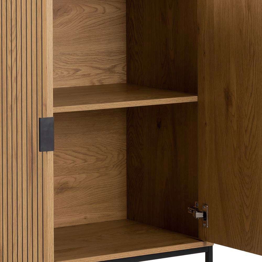 ACTONA GROUP Stauraumschrank »Jaipur Sideboard, Regal,«, Wildeiche-Optik, 2 Türen und 2 Einlegeböden, Lamellenfront