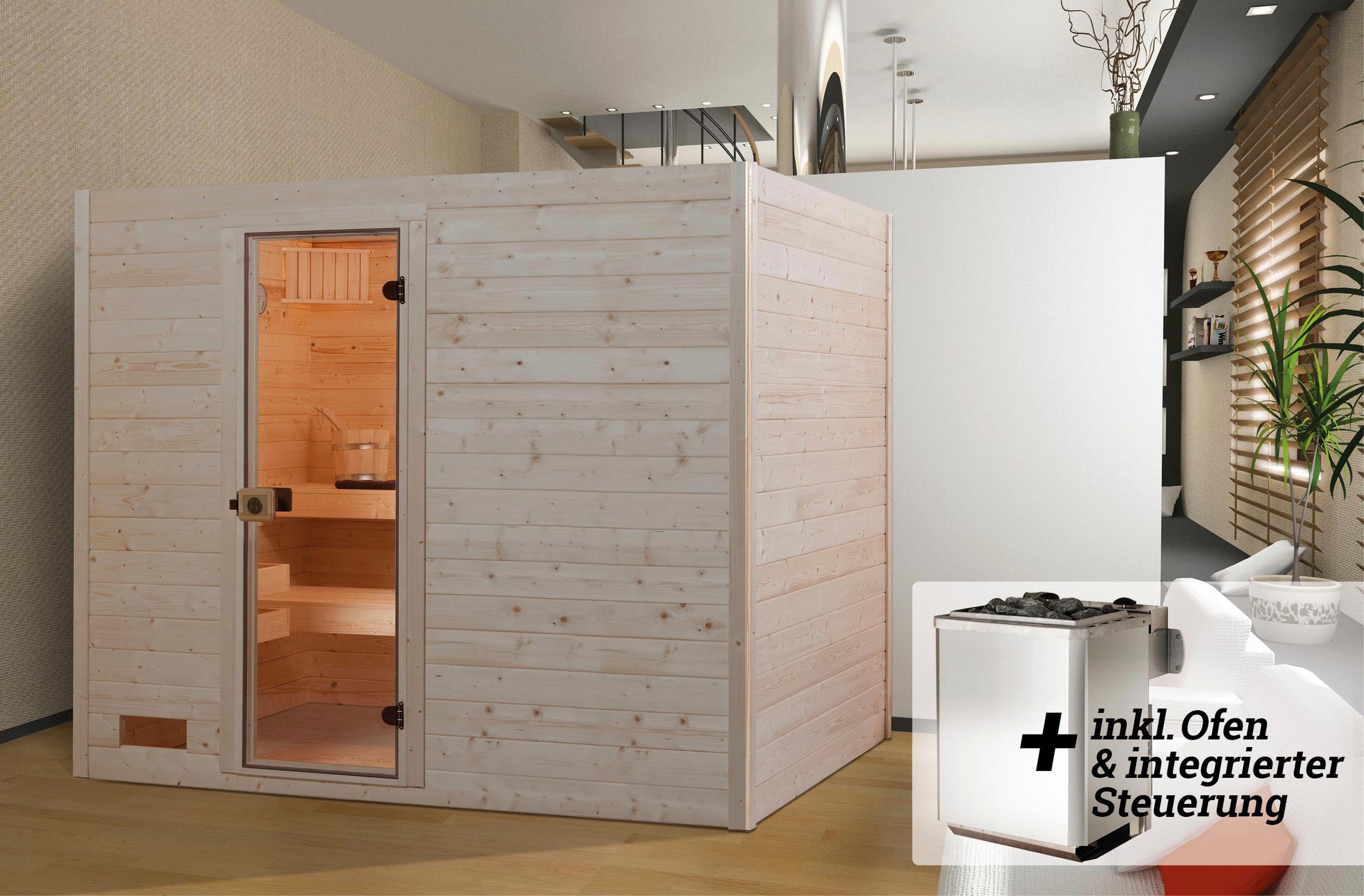 weka Sauna »Valida«, 9 kW-Ofen mit integrierter Steuerung