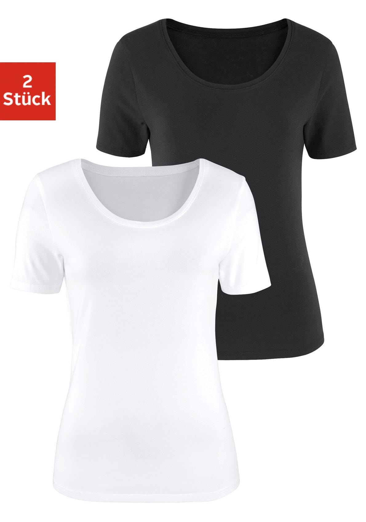 Vivance T-Shirt "aus elastischer Baumwoll-Qualität" 2er-Pack, aus elastischer Baumwoll-Qualität, sommerlich leicht