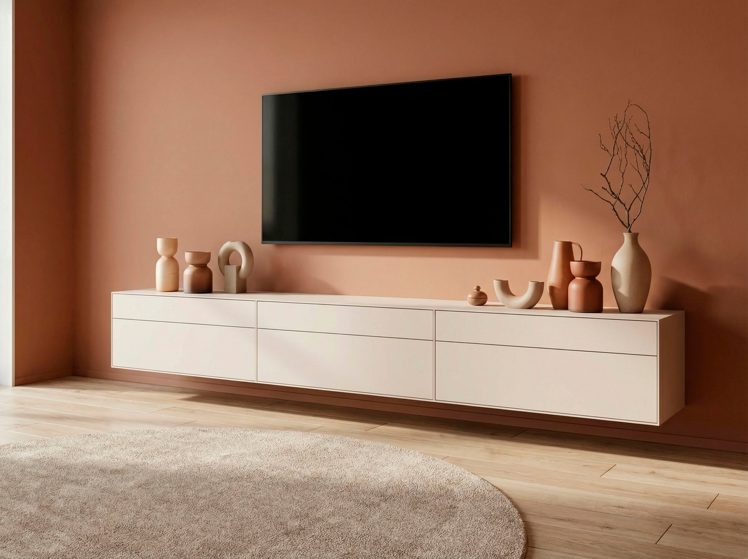 LeGer Home by Lena Gercke Lowboard "Essentials, TV-Board, TV-Kommode, TV-Schrank, TV-Möbel" 3 Stk. tlg. Breite: 333 cm, UV lackiert, Push-to-open-Funktion