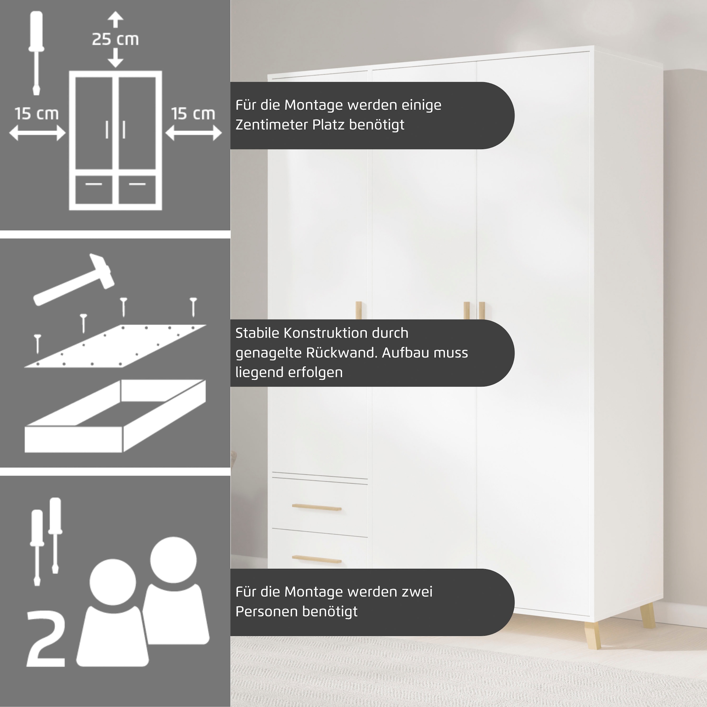 rauch Drehtürenschrank »Kleiderschrank Schrank Garderobe Wäscheschrank SHINJO«, (in 3 verschiedenen Ausstattungen BASIC/CLASSIC/PREMIUM), Griffe und Füße aus Massivholz, viel Stauraum MADE IN GERMANY