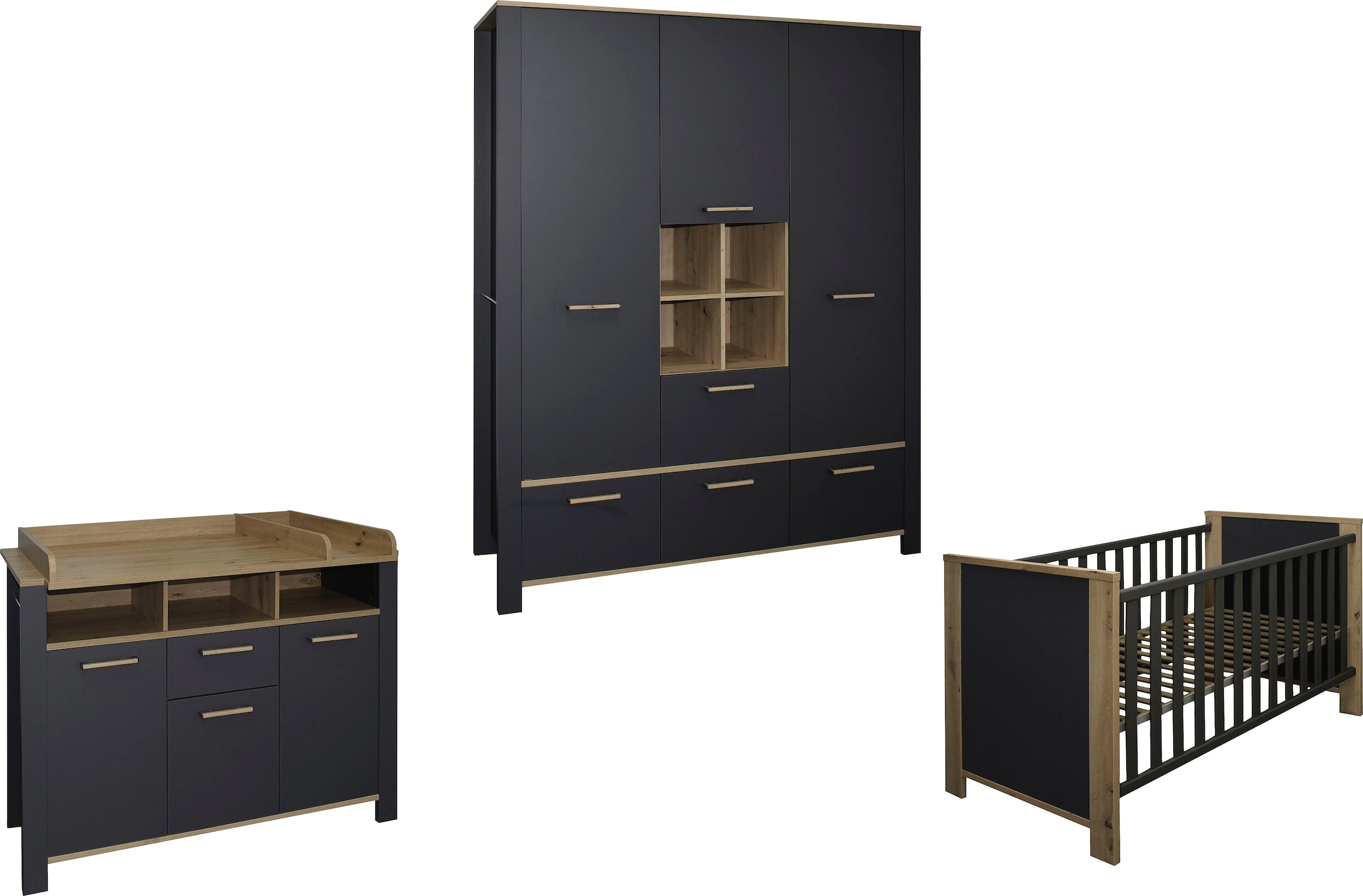 Mäusbacher Babymöbel-Set Tom Wiko/Bett/Kleiderschrank, 3 tlg.