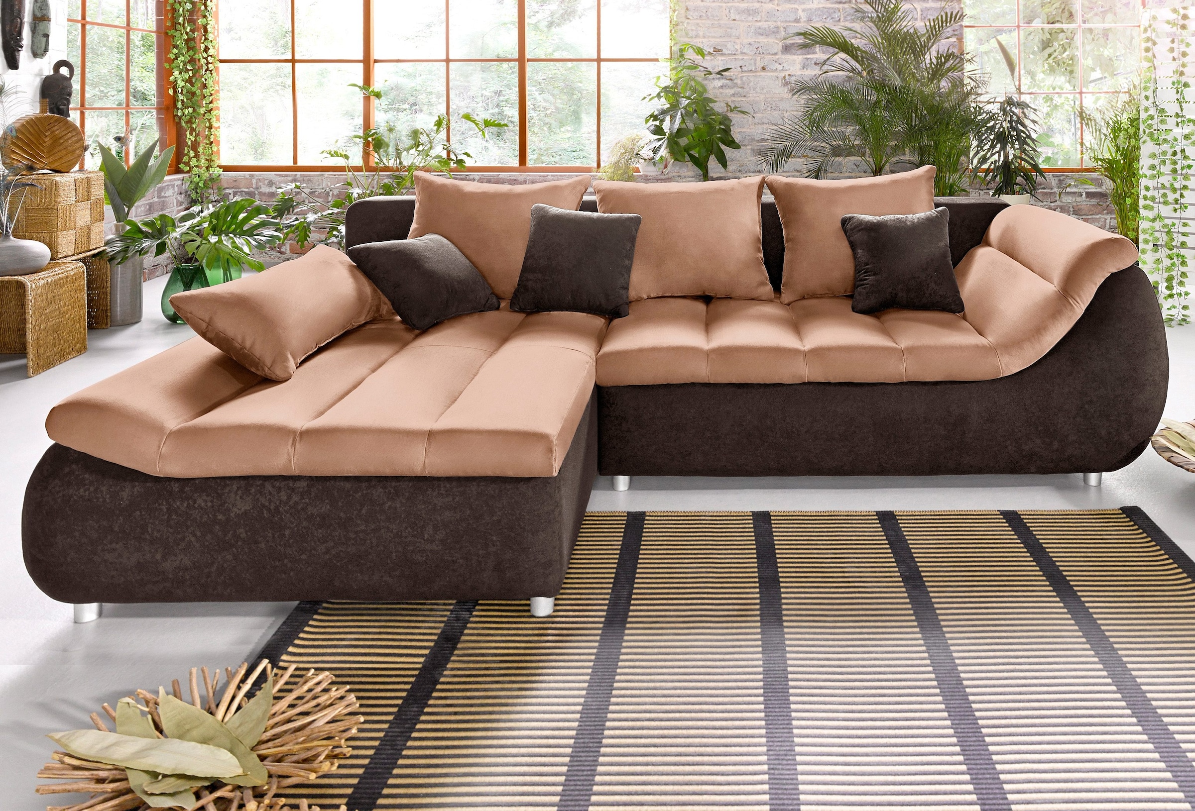 Home affaire Ecksofa "Imola modern, Breite 270cm, bequem, aktuelle Steppung im Sitz, L-Form" inkl. Bettfunktion und Bettkasten