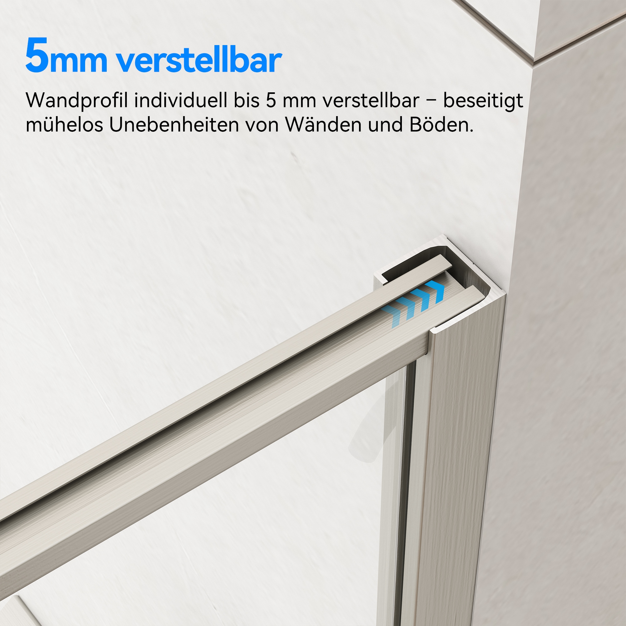 welltime Walk-in-Dusche »Frame Plus« Rundumrahmen aus hochwertigem Aluminium, Eckregal zur Stabilisierung