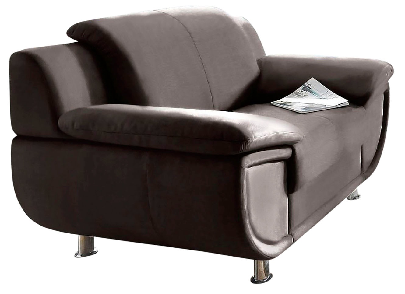 TRENDMANUFAKTUR Sessel "Rondo, Breite 121 cm, breite Armlehnen, Füße chromf günstig online kaufen