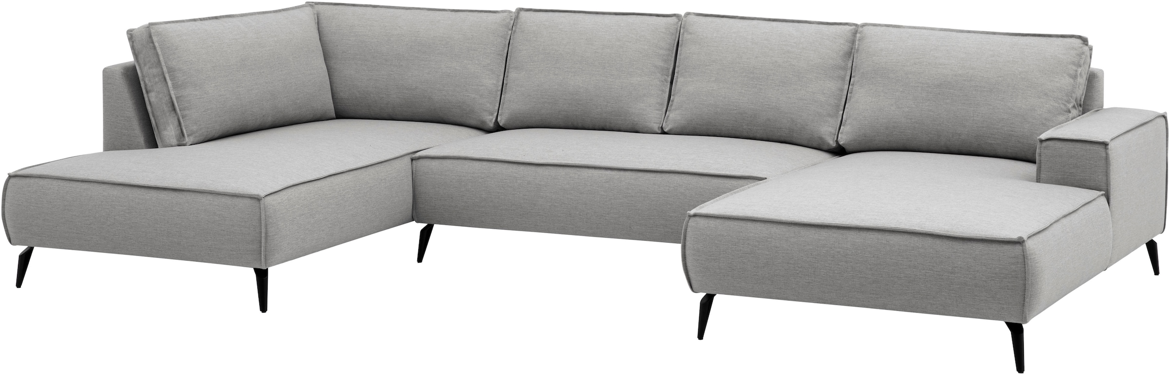 OTTO home Wohnlandschaft »TVINNU Leinenoptik, 354 cm« Recamiere rechts/links, schwarze Metallfüße, bequeme Sitz-/Liegefläche