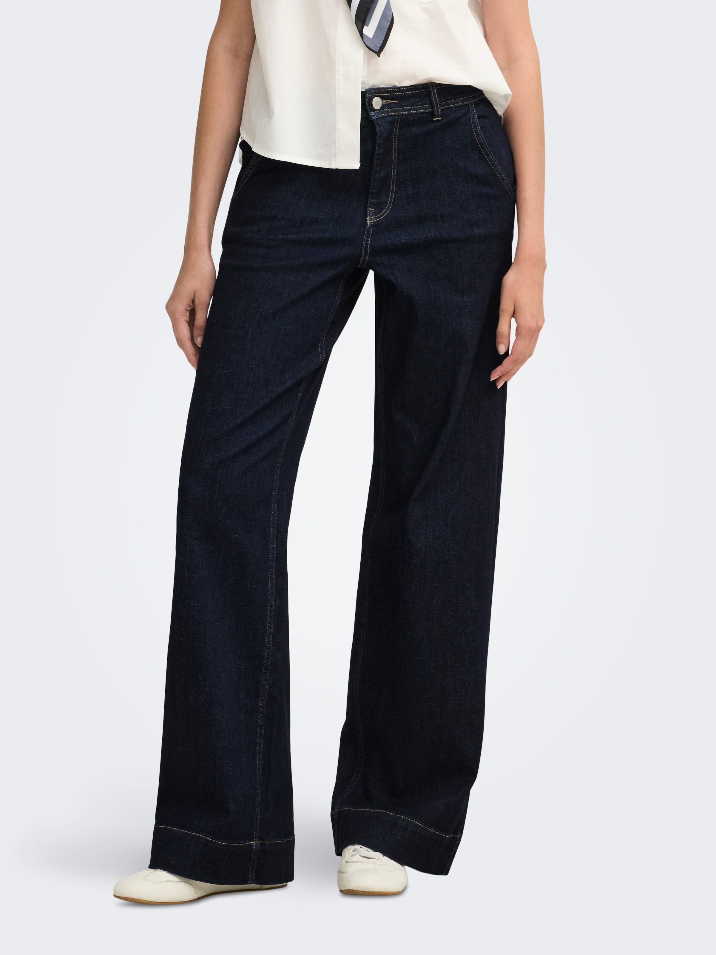 ONLY High-waist-Jeans "ONLMADISON HW CHINO WIDE DNM GUA772 NOOS" Materialmix, wide fit