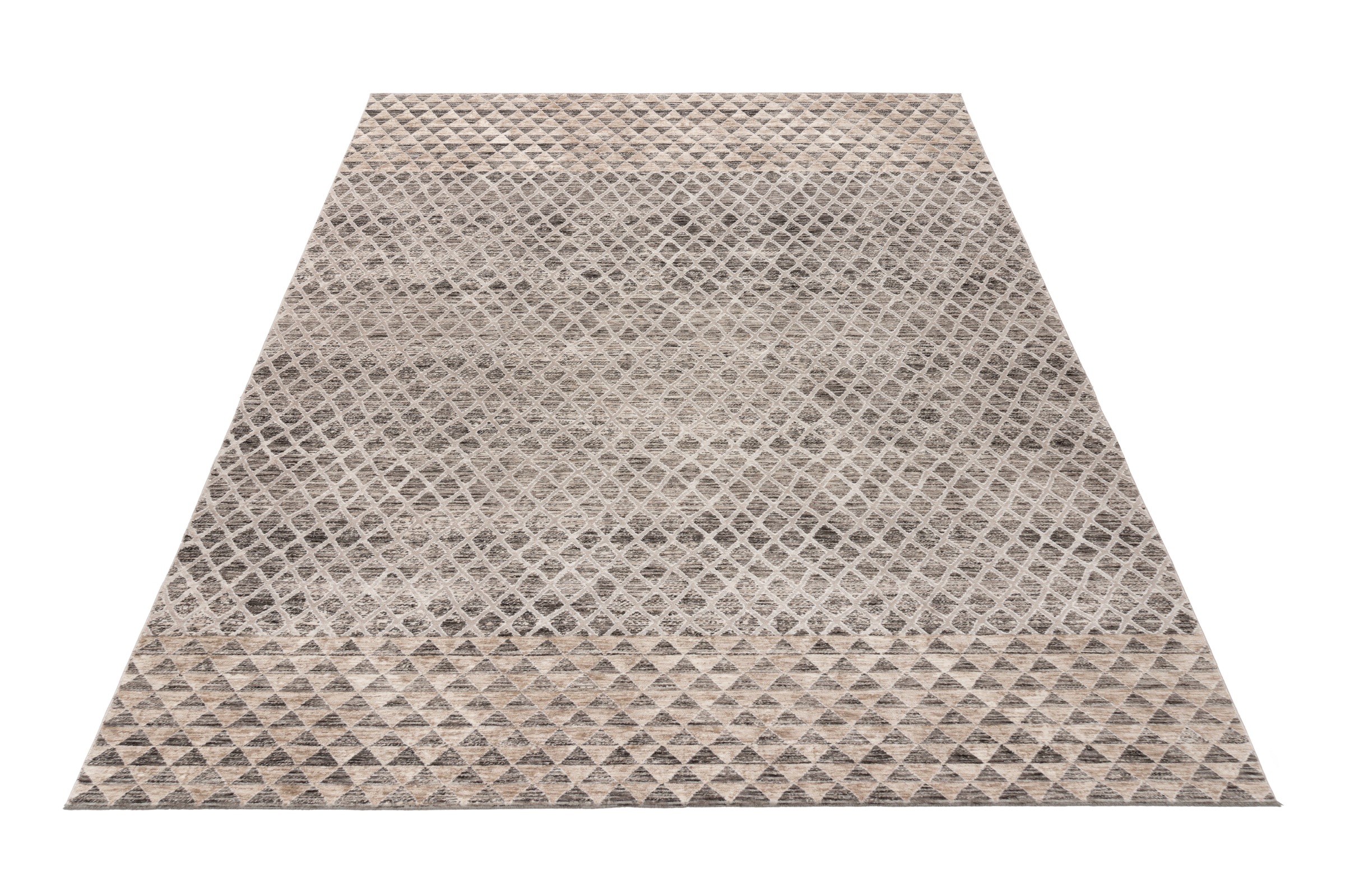 Teppich OBSESSION "My Bella 236", grau, B:200cm H:13mm L:290cm, Polyester, Teppiche, Teppich, modernes geometrisches Design, Hoch-Tief Effekt, mit Fransen 3