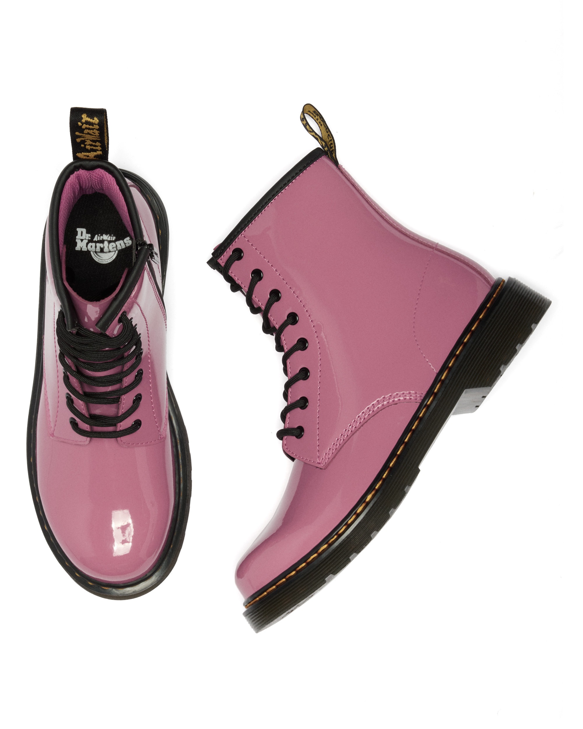DR. MARTENS Schnürboots »1460 Y Black Patent Lamper«  Kinder Stiefel, Boots mit logobedruckter Anziehlasche