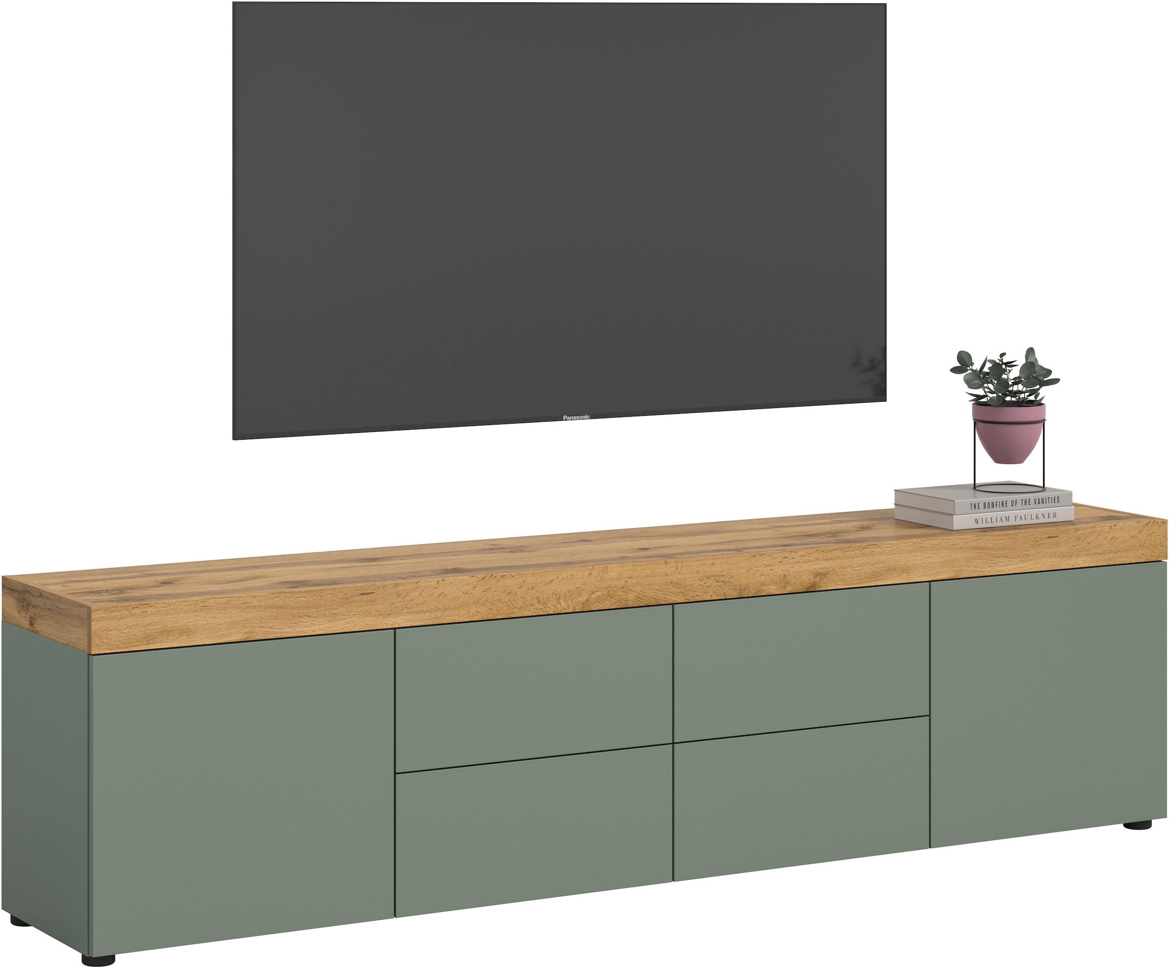 OTTO home Lowboard "MAMBO, TOPSELLER, Breite 200 cm, 2 Türen, 4 Schubkästen, 4 Fächer" 1 Stk. tlg. Lowboard, TV Unterschrank, Tv-Schrank, Wohnzimmer
