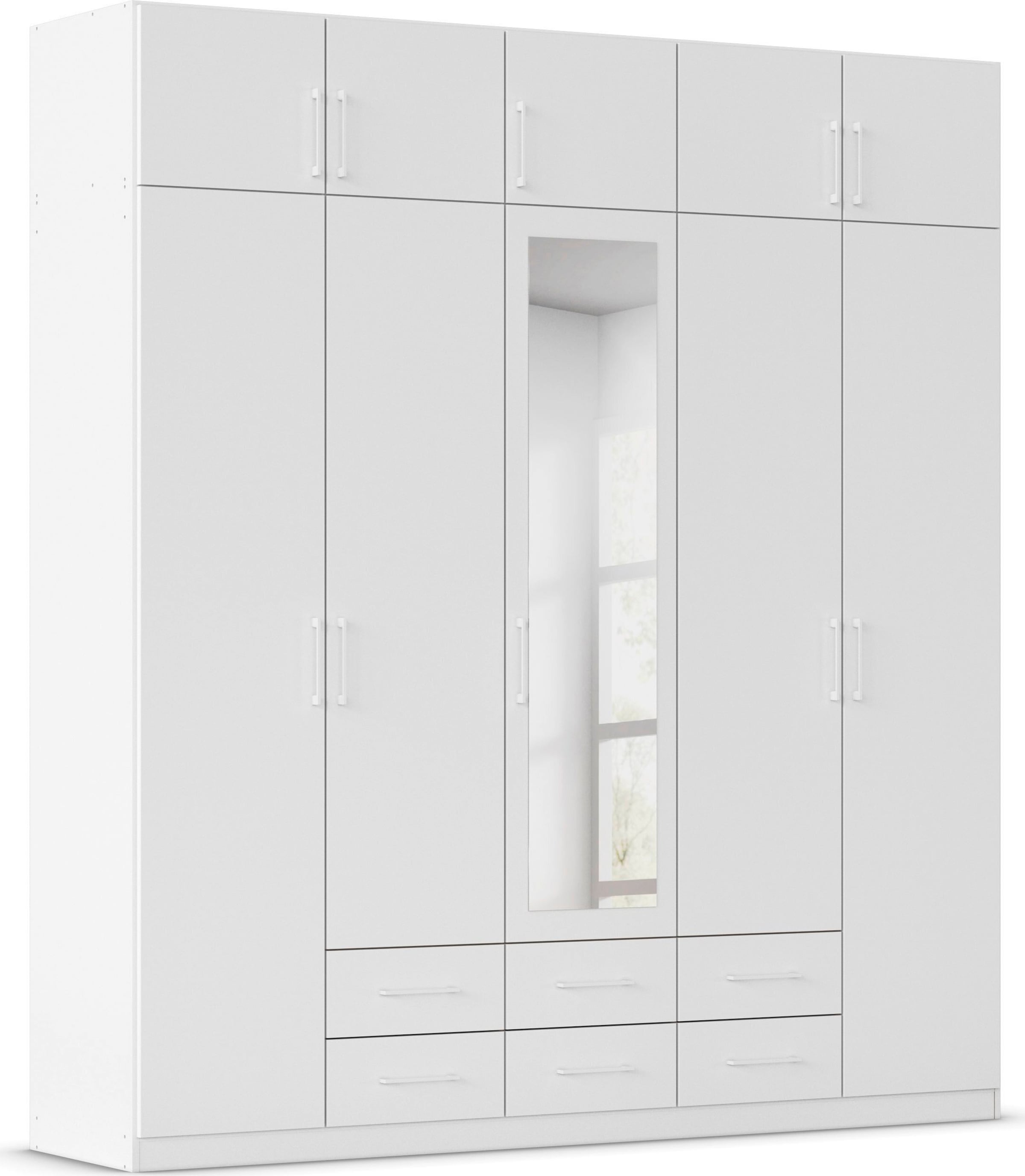 rauch Kleiderschrank "Schrank Garderobe Wäscheschrank GAMMA in 4 Breiten 91-226 cm" 3 verschiedene Ausstattungen BASIC/CLASSIC/PREMIUM (inkl. SOFT-CLOSE), mit Schubladen und Schrankaufsatz sowie Spiegel MADE IN GERMANY