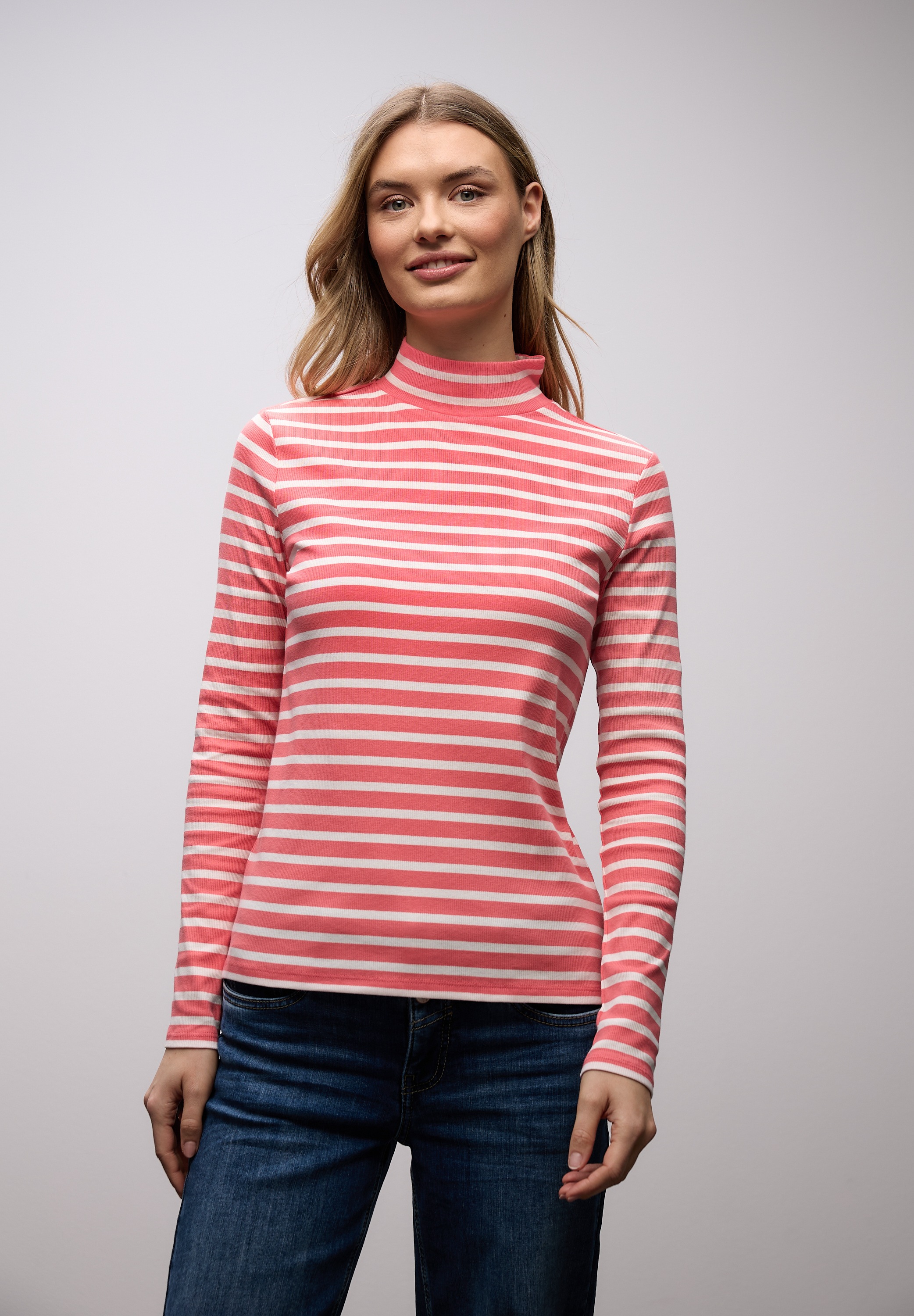 STREET ONE Langarmshirt in Streifen-Optik und mit Turtleneck günstig online kaufen