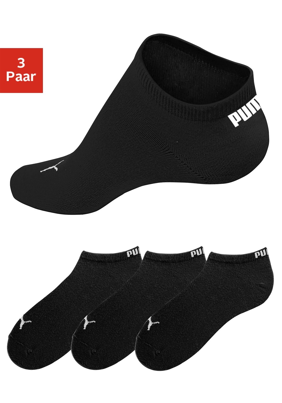 PUMA Sneakersocken, (3 Paar), mit eingestricktem Markenlogo