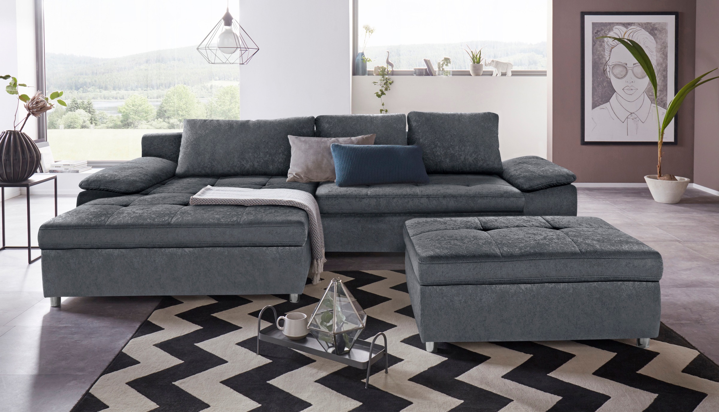 OTTO home Ecksofa "Labene, L-Form, B: 270/290 cm, Bettfunktion & Bettkasten wählbar" XL/XXL wählbar, Federkern wählbar, lose Rückenkissen, modernes Design