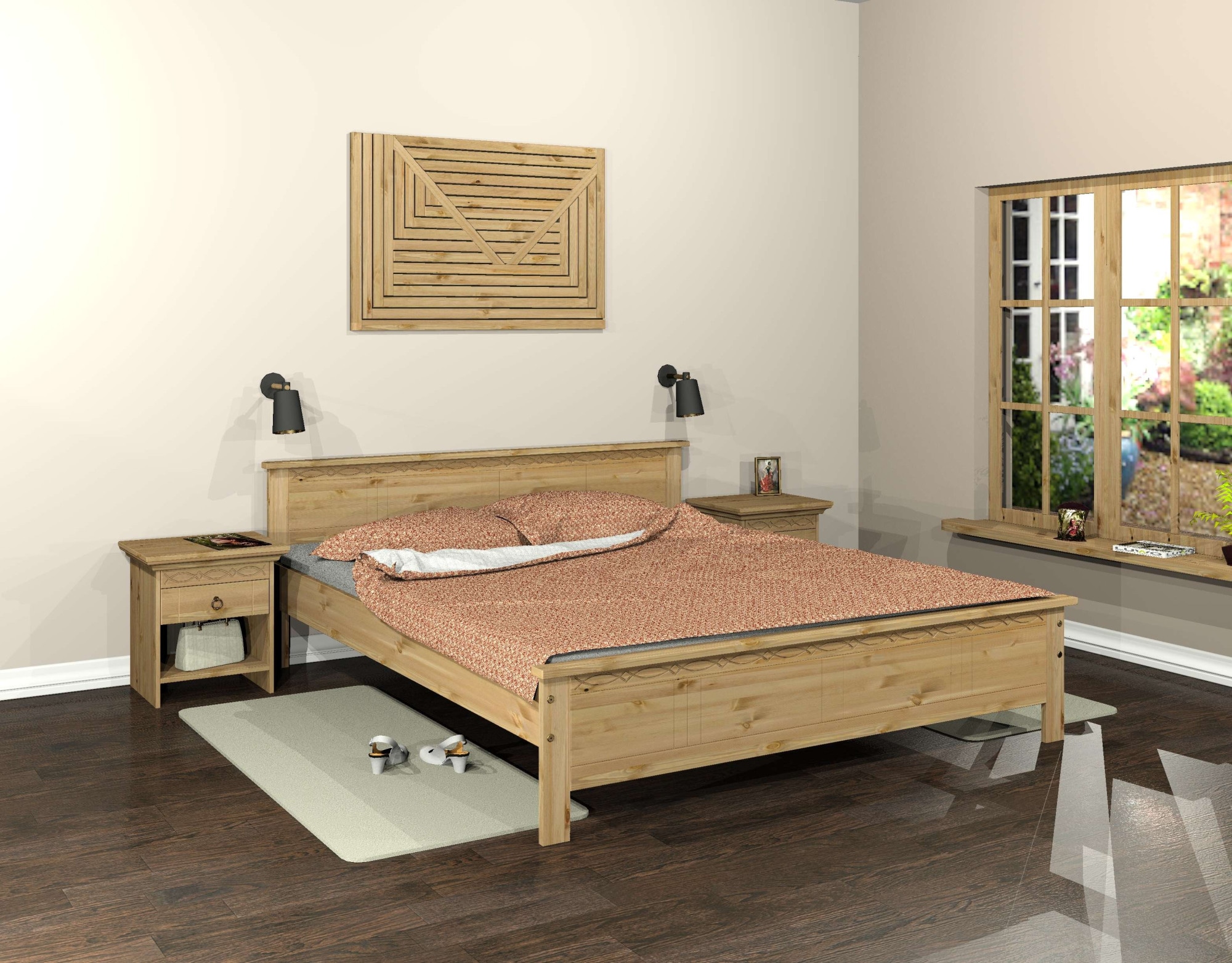 Home affaire Massivholzbett »Indra, TOPSELLER, Landhausstil, edles Design,zertifiziertes Massivholz«, (Breite/Belastbarkeit 180cm/220 KG, 140cm/180 KG, 90cm/120 KG), mit dekorativen Fräsungen, in 2 Breiten und Farben