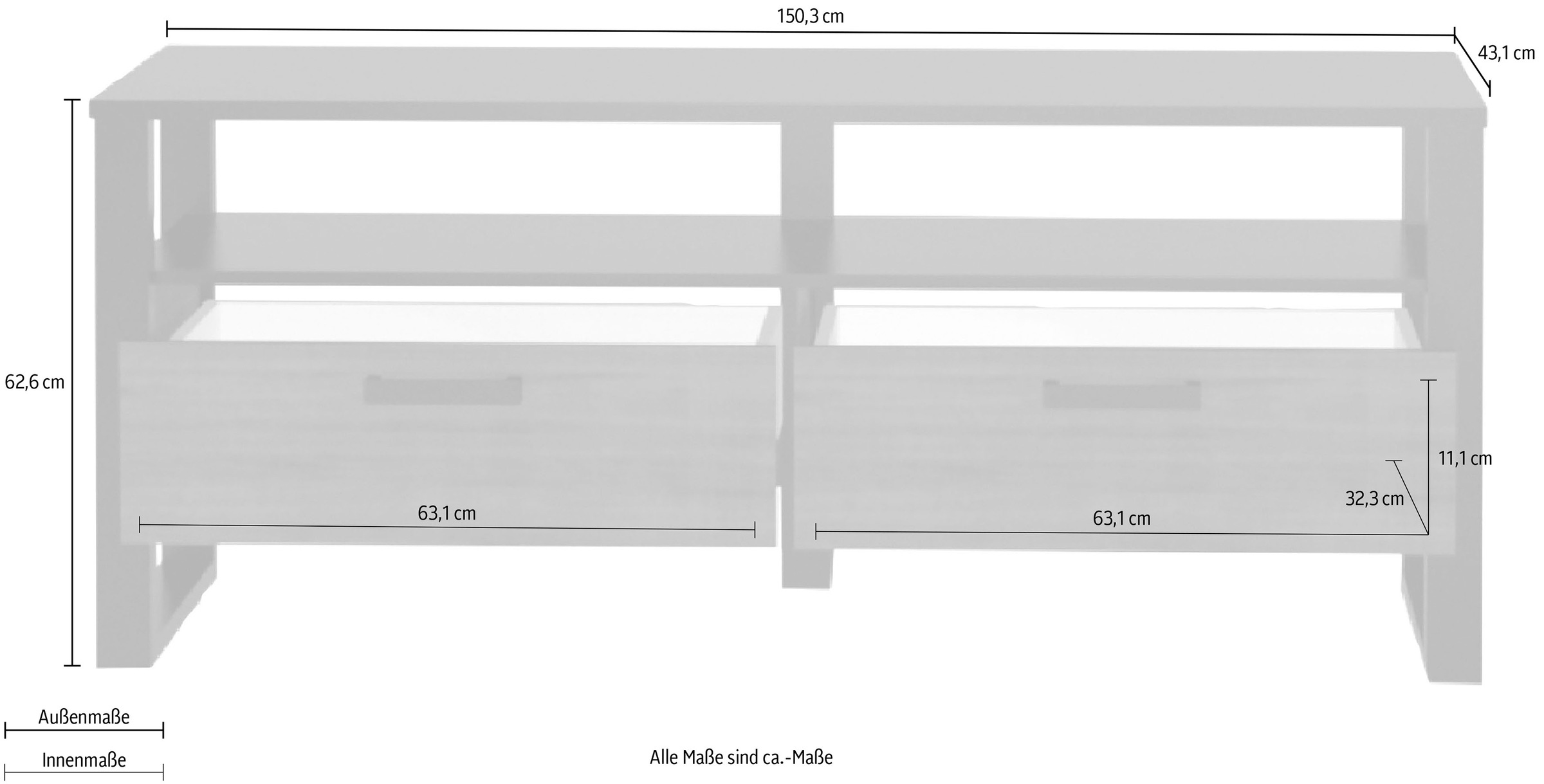 INOSIGN TV-Schrank »NORDI«, Breite ca. 150,3 cm