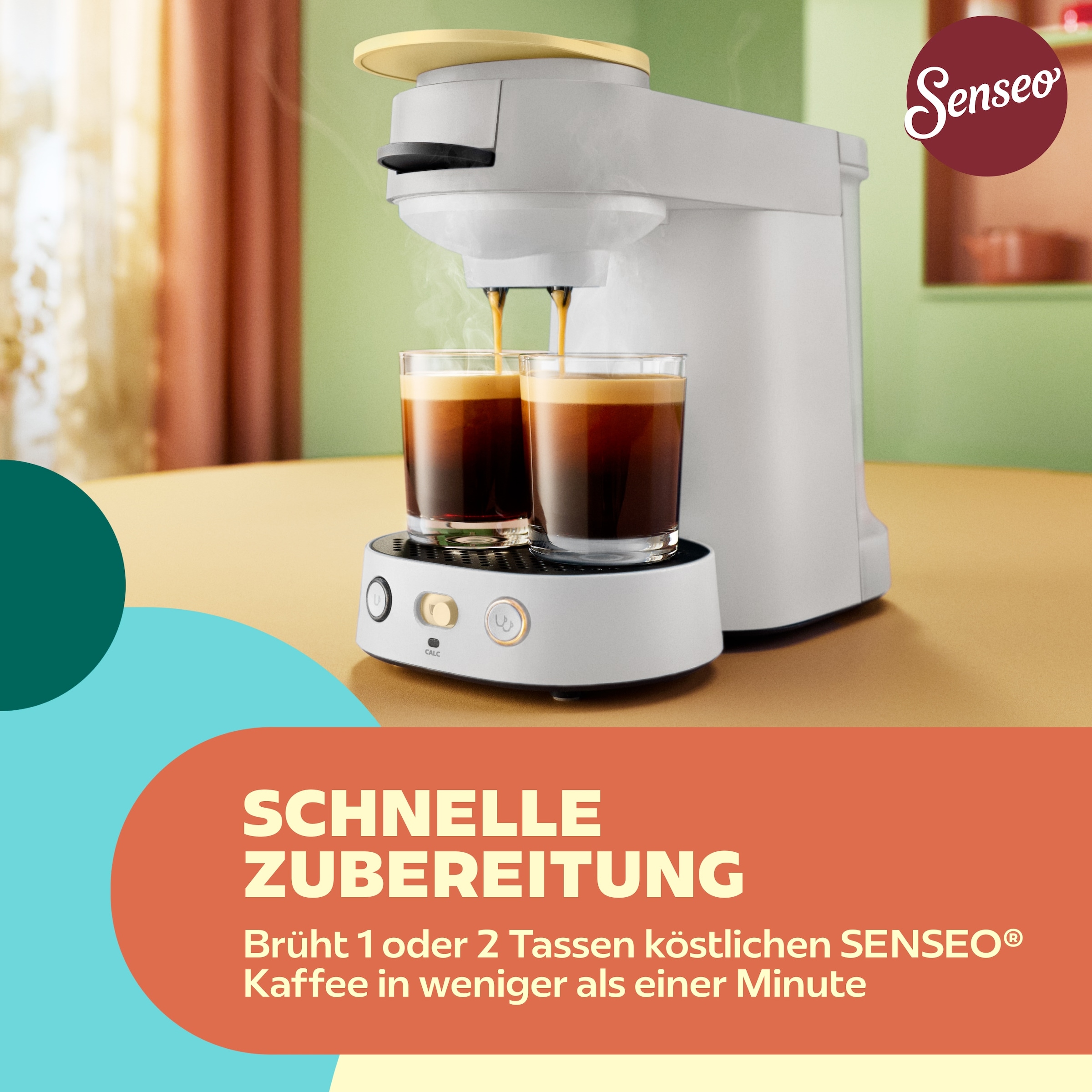 Philips Kaffeepadmaschine »Vibe CSA225/50, mit zwei Kaffee-Einstellungen« kompakt; mit Memory-Funktion u. 0,9-Liter herausnehmbarem Wassertank