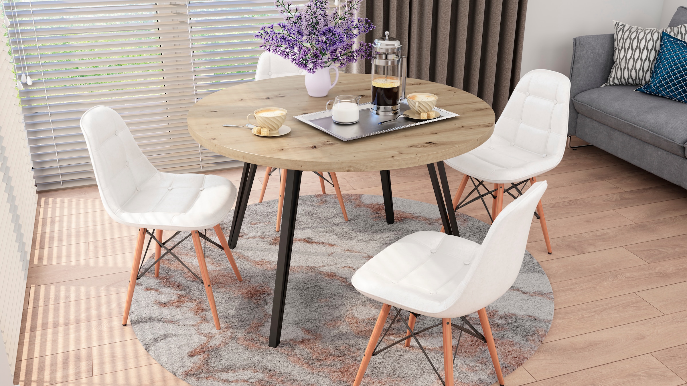 byLIVING Esstisch "Marta" 1 Stk. tlg. mit 120cm runder Tischplatte in Artis günstig online kaufen