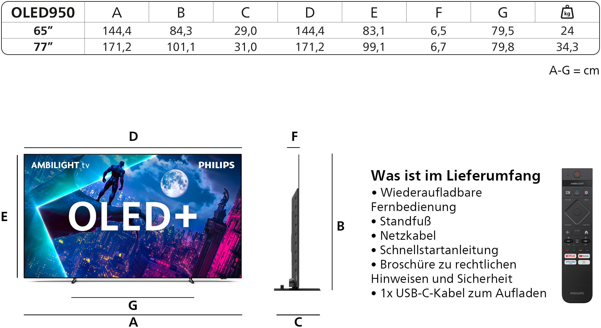 Philips OLED-Fernseher »77OLED950/12« 194 cm/77 ″ Smart-TV