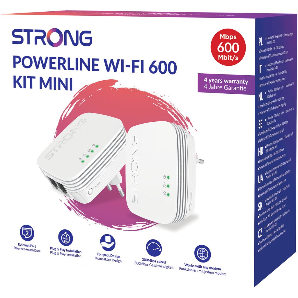 Strong Reichweitenverstärker »Powerline MINI WiFi 600 Mbit/s Set (2 Einheiten)«, (2 St.)