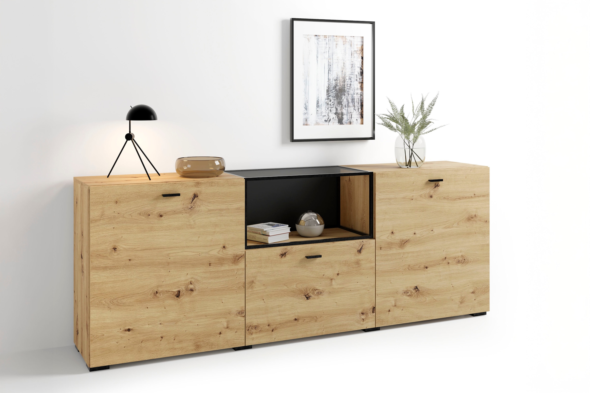 byLIVING Sideboard "Frame" 1 Stk. tlg. moderne Kommode mit Metalleinsatz un günstig online kaufen
