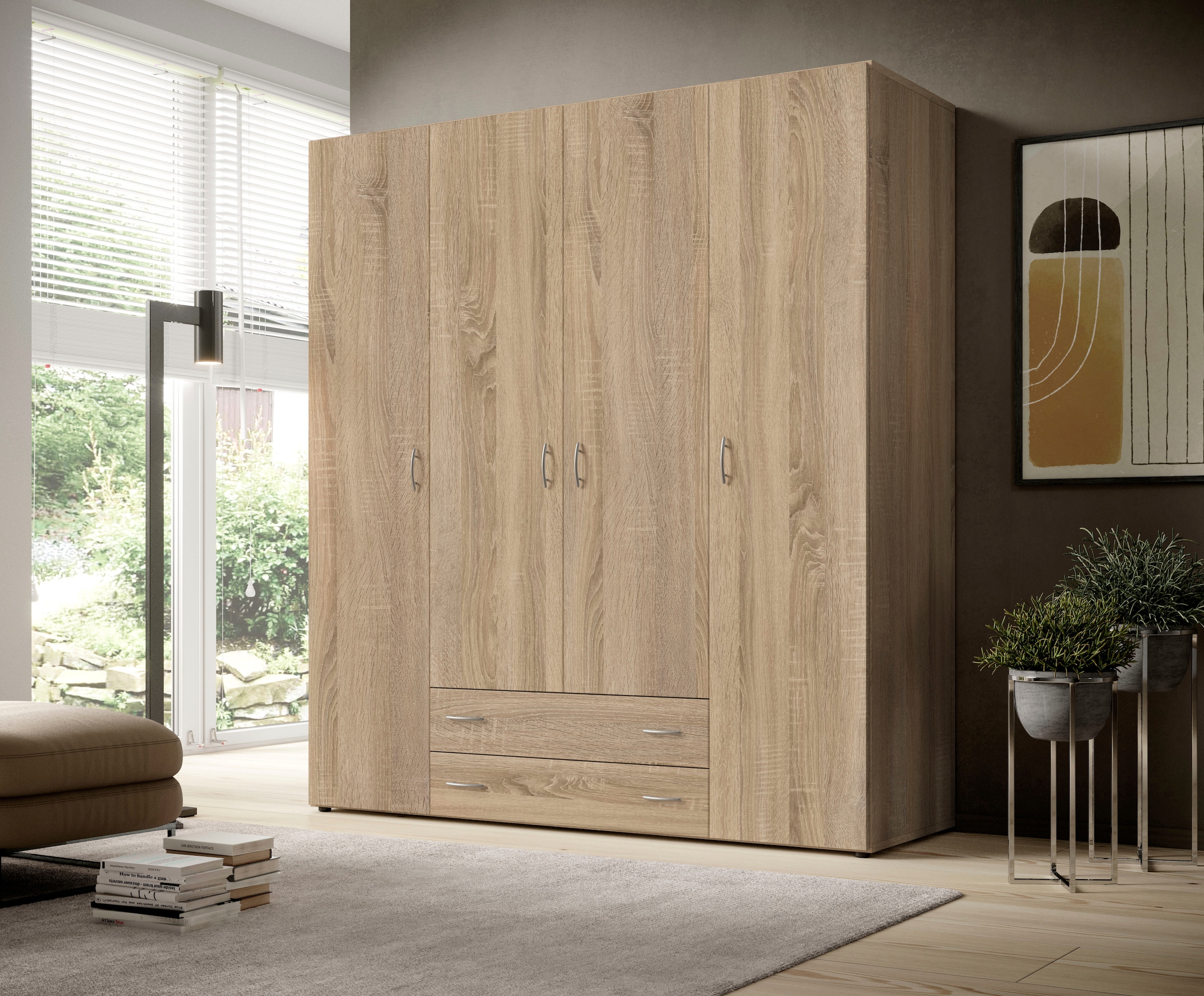 Schlafkontor Drehtürenschrank »Base Kleiderschrank Garderobe Hochschrank Wäscheschrank«, Bega Schrank Schlafzimmer Bestseller in 3 Breiten und 2 Farben