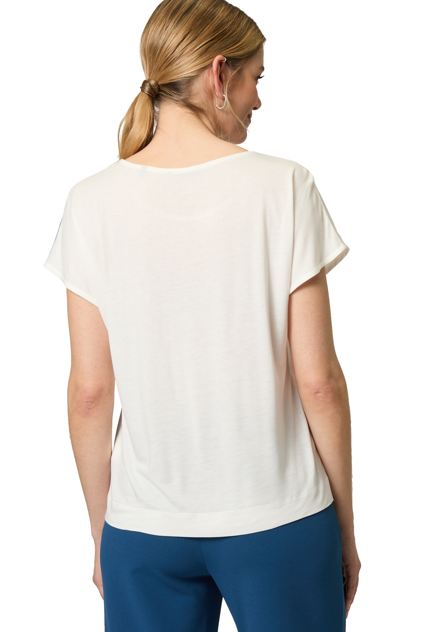 Zero Kurzarmshirt »zero Satinshirt mit Blumendruck«, (1 tlg.), Ziersteine