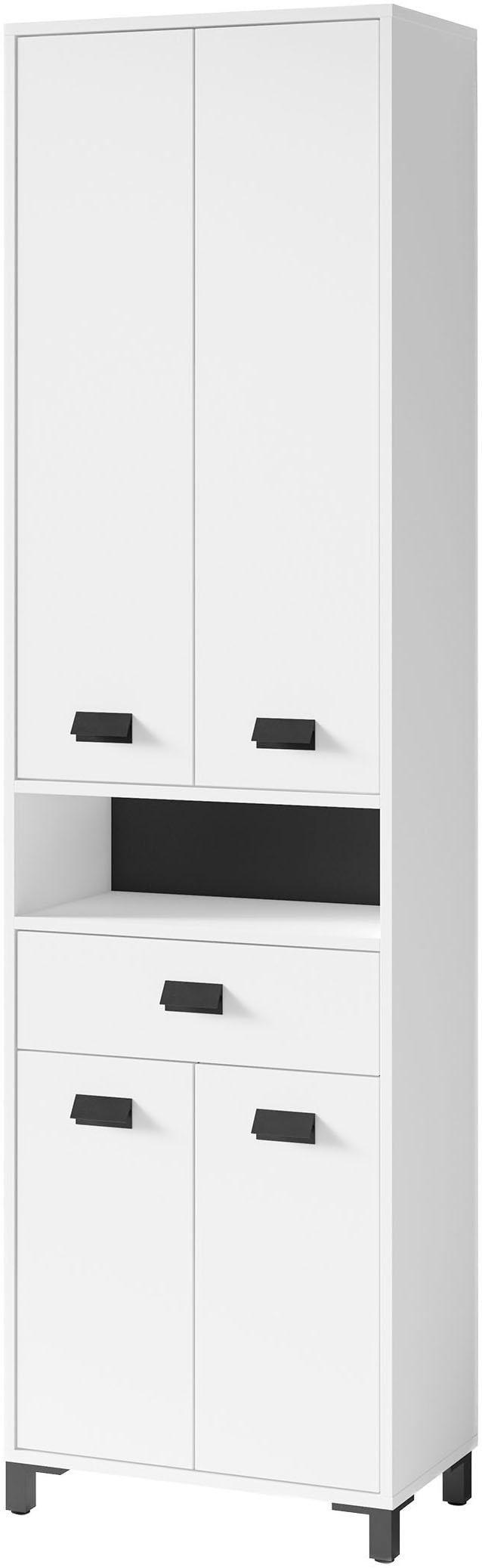 byLIVING Hochschrank »Wellness«, Badezimmer Hochschrank mit 4 Türen und Schubkasten für viel Stauraum