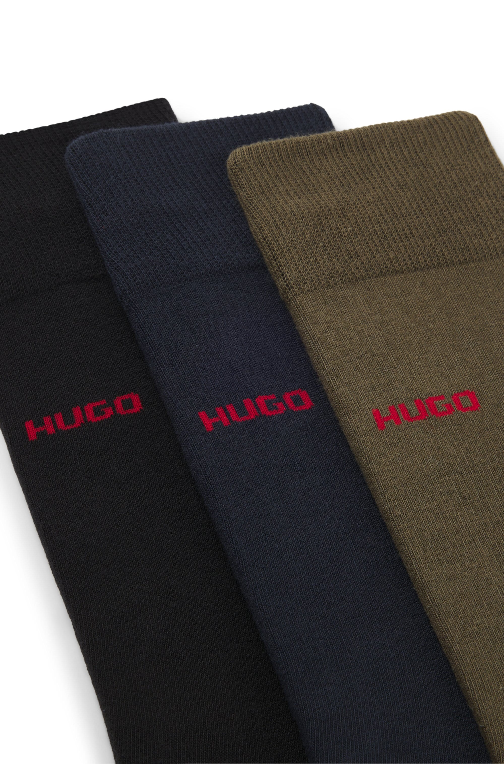 HUGO Underwear Businesssocken »3P RS UNI CC« Packung, 3er Pack, 3 Paar tlg. mit kontrastfarbenen HUGO Logo-Schriftzug