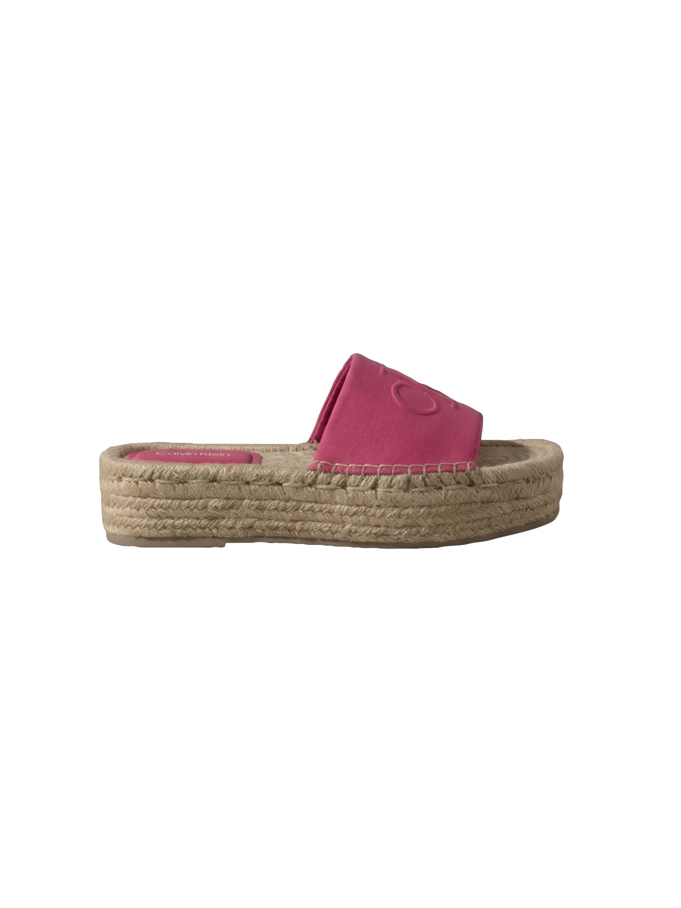 Calvin Klein Pantolette »FLATF ESPA NEOP MG«  Sommerschuh, Strandschuh mit Plateau, schmale Form
