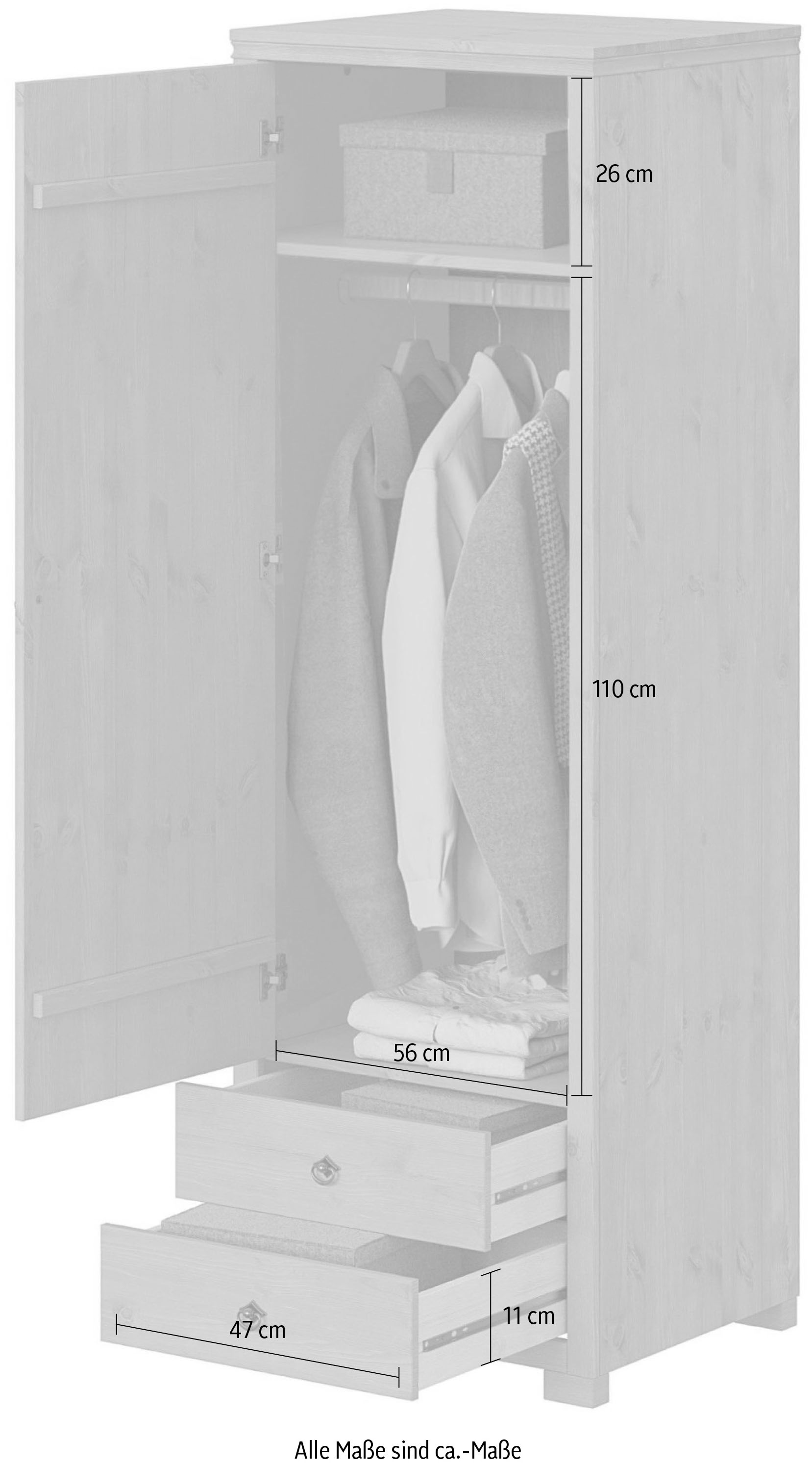 OTTO home Kleiderschrank »Gotland, Schrankmodulsystem, einzeln oder mit der Serie kombinierbar« massive Kiefer, variabel einsetzbar, auch für Dachschrägen